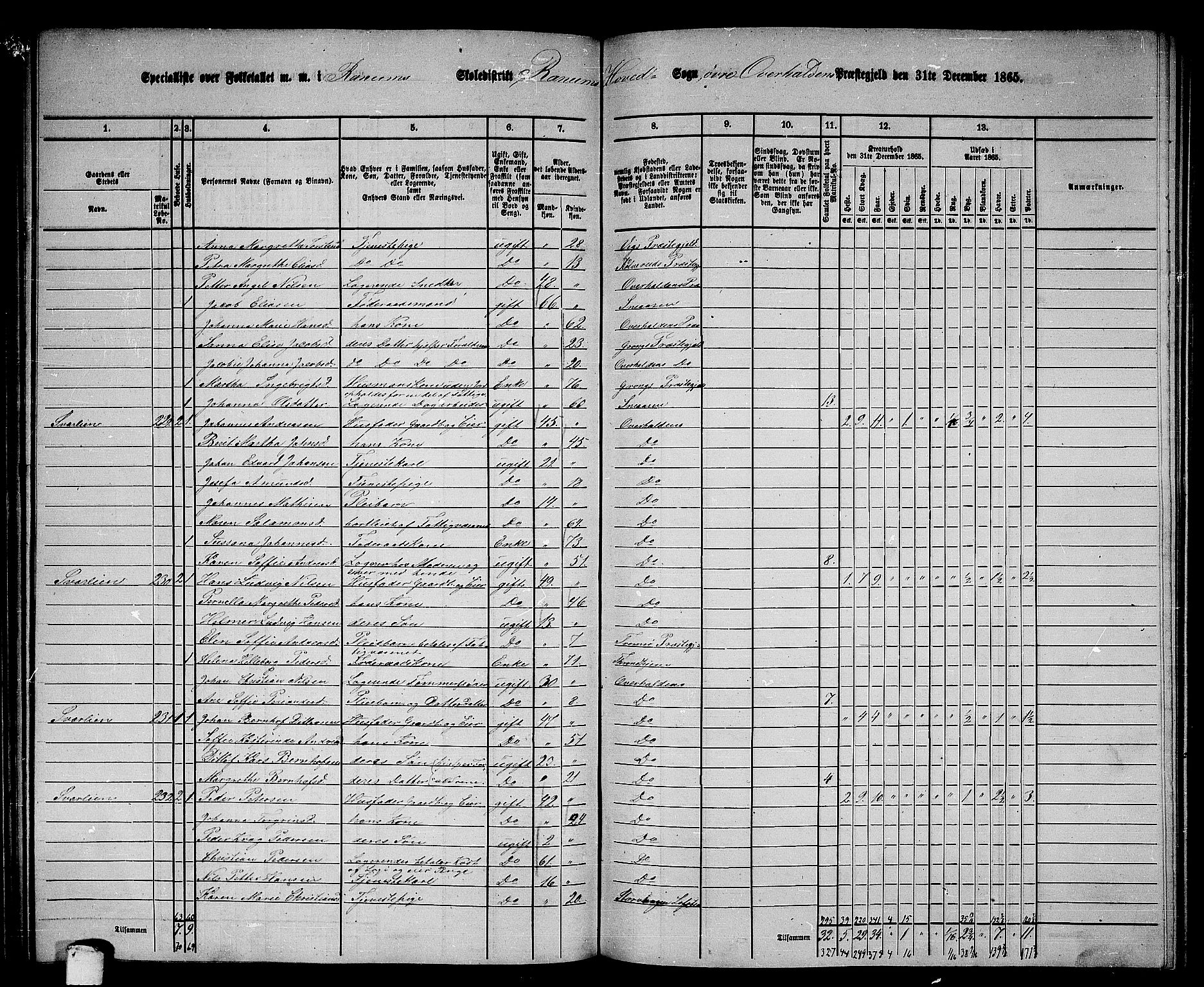 RA, 1865 census for Overhalla, 1865, p. 17