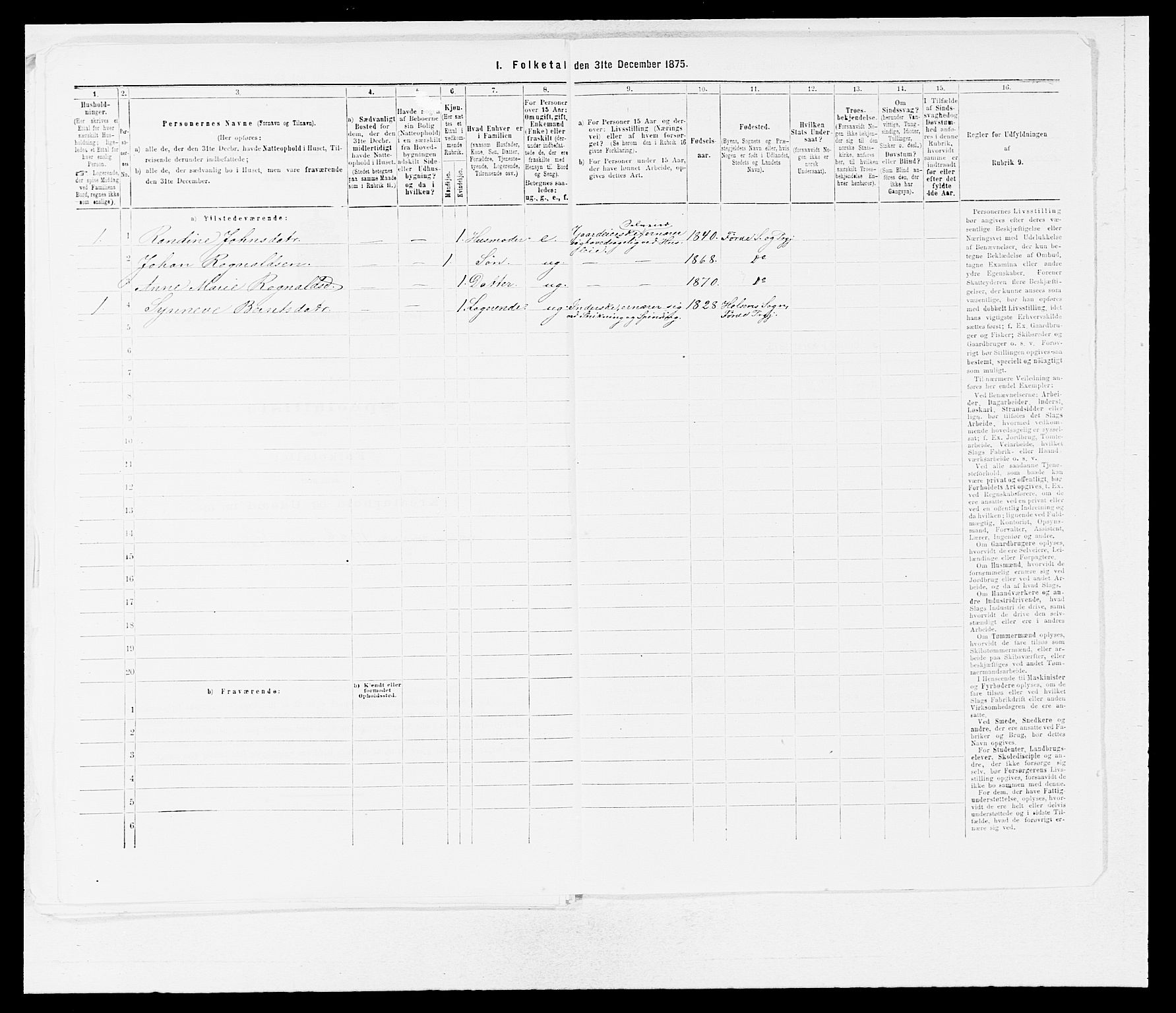 SAB, 1875 census for 1432P Førde, 1875, p. 813