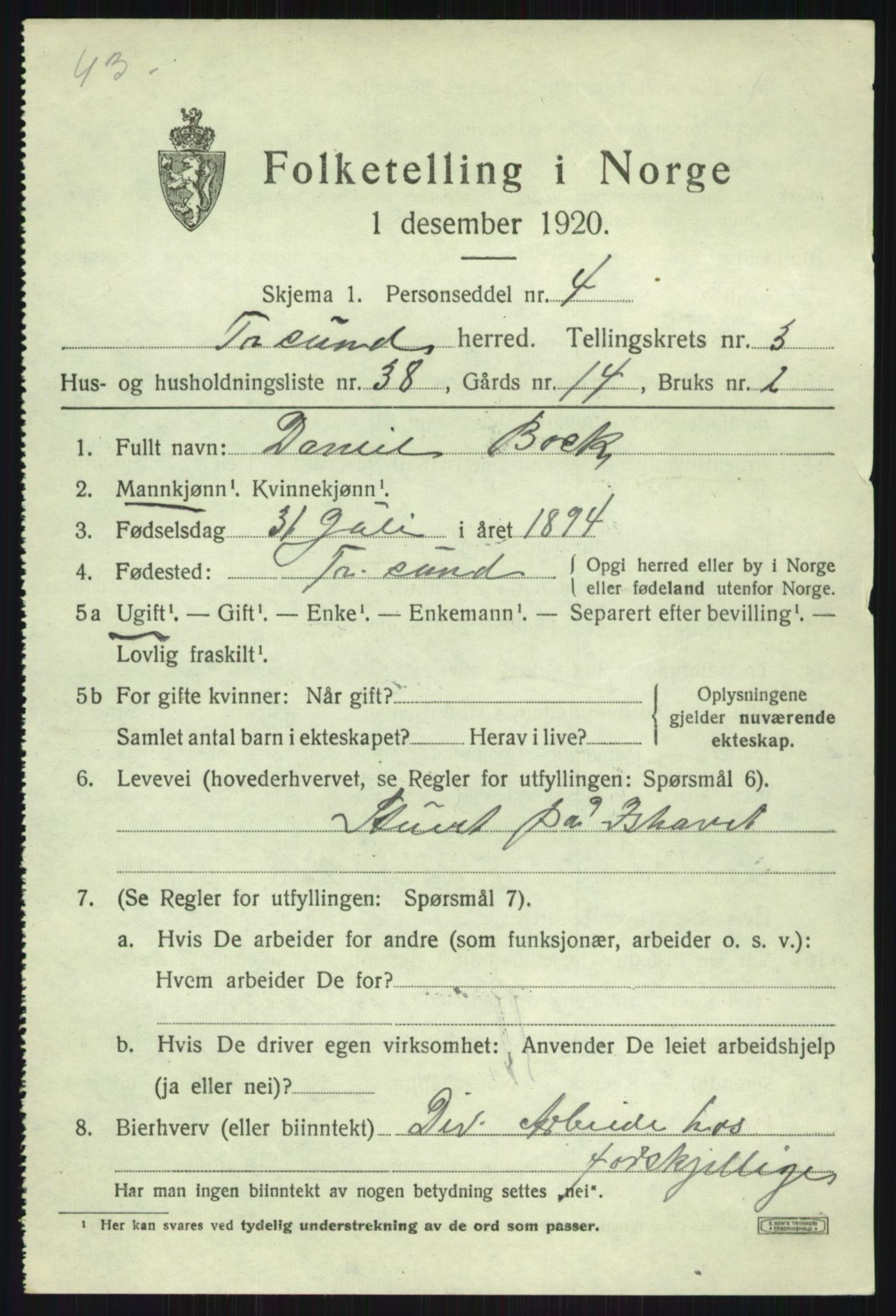 SATØ, 1920 census for Tromsøysund, 1920, p. 3192