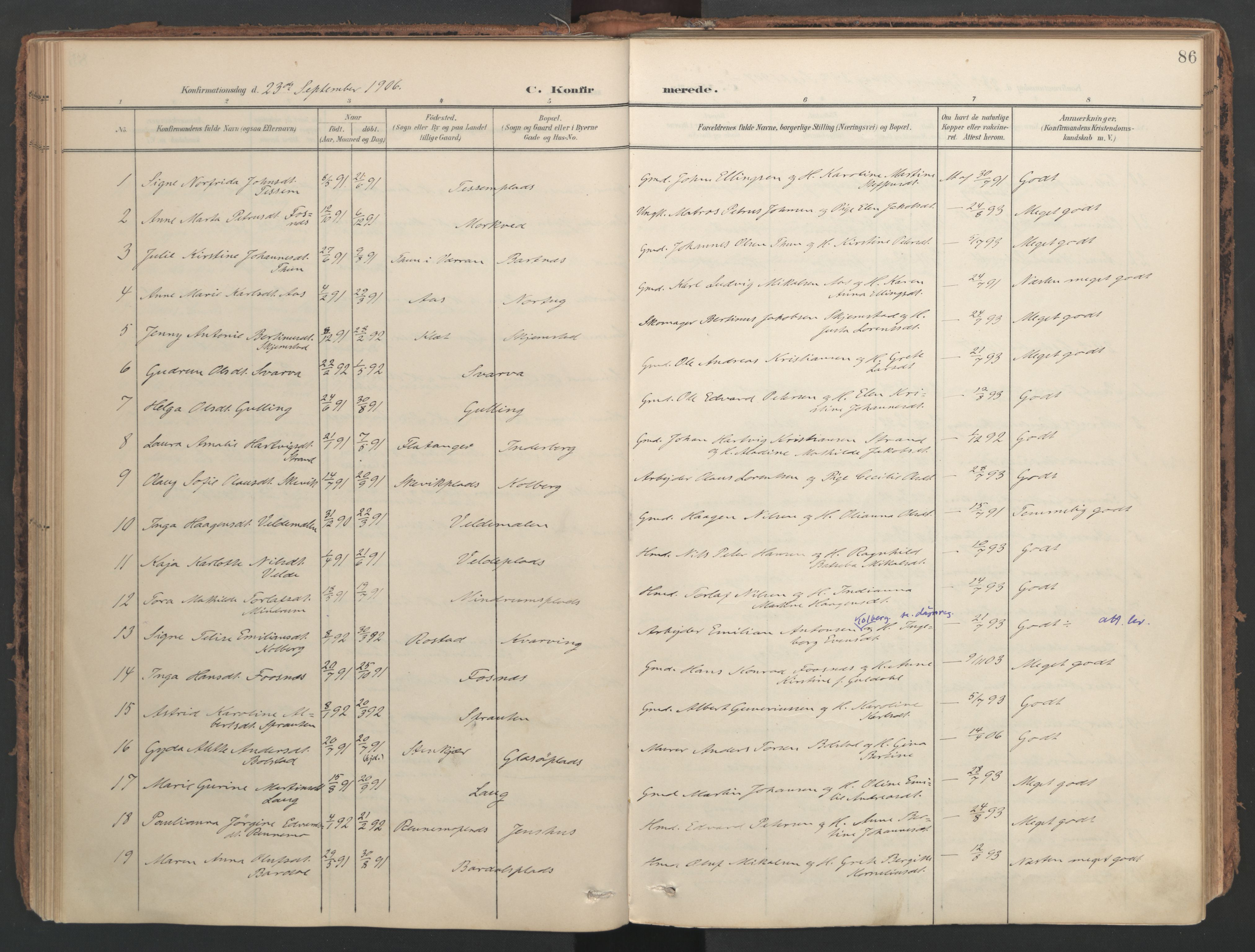 Ministerialprotokoller, klokkerbøker og fødselsregistre - Nord-Trøndelag, SAT/A-1458/741/L0397: Parish register (official) no. 741A11, 1901-1911, p. 86