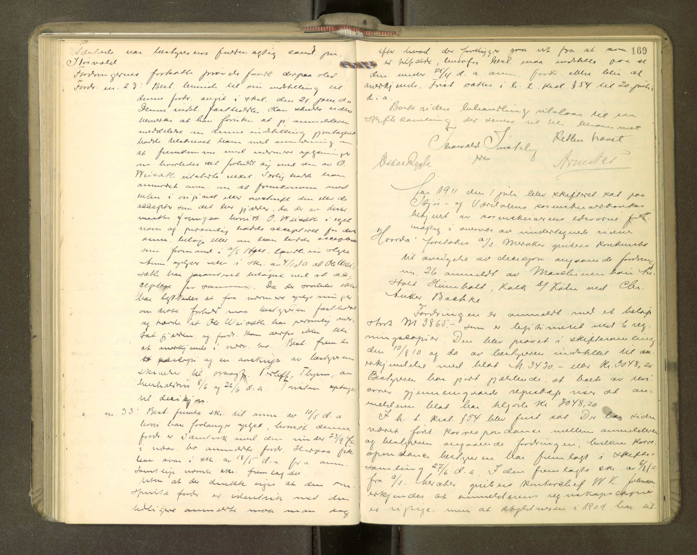 Stjør- og Verdal sorenskriveri, AV/SAT-A-4167/1/3/3B/L0011: Skifteforhandlingsprotokoll, 1909-1912, p. 169