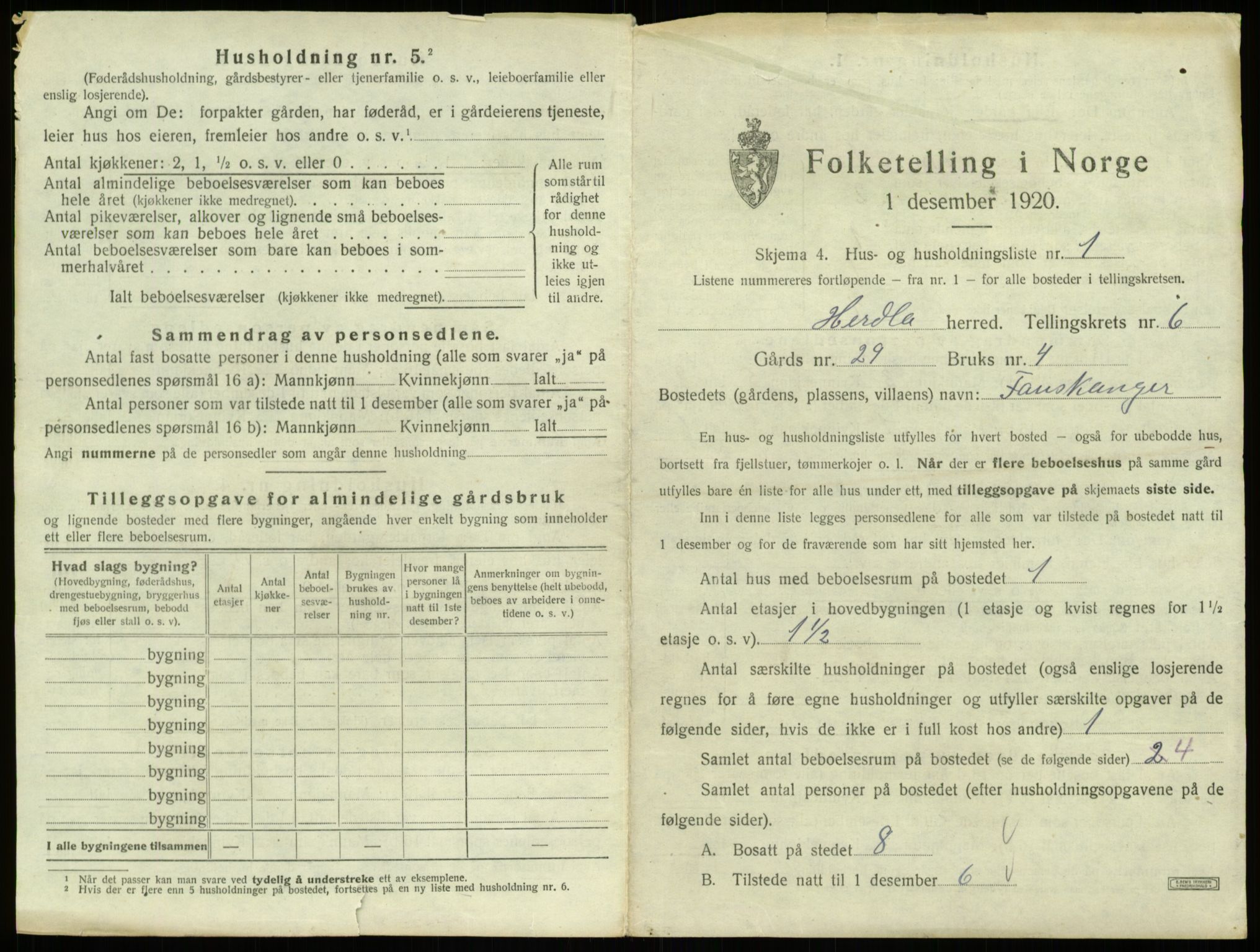 SAB, 1920 census for Herdla, 1920, p. 509