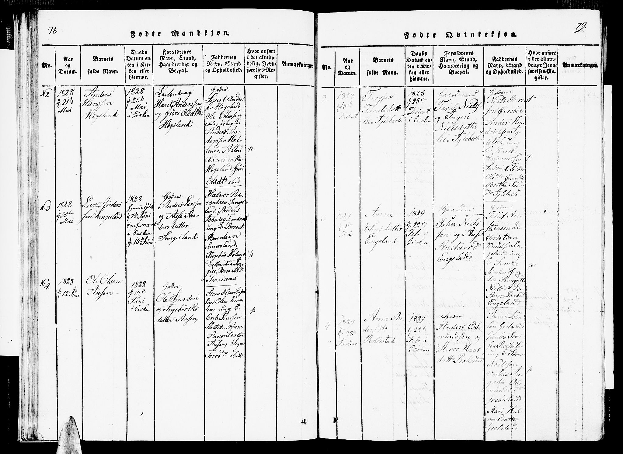 Vennesla sokneprestkontor, AV/SAK-1111-0045/Fb/Fbc/L0001: Parish register (copy) no. B 1, 1820-1834, p. 78-79