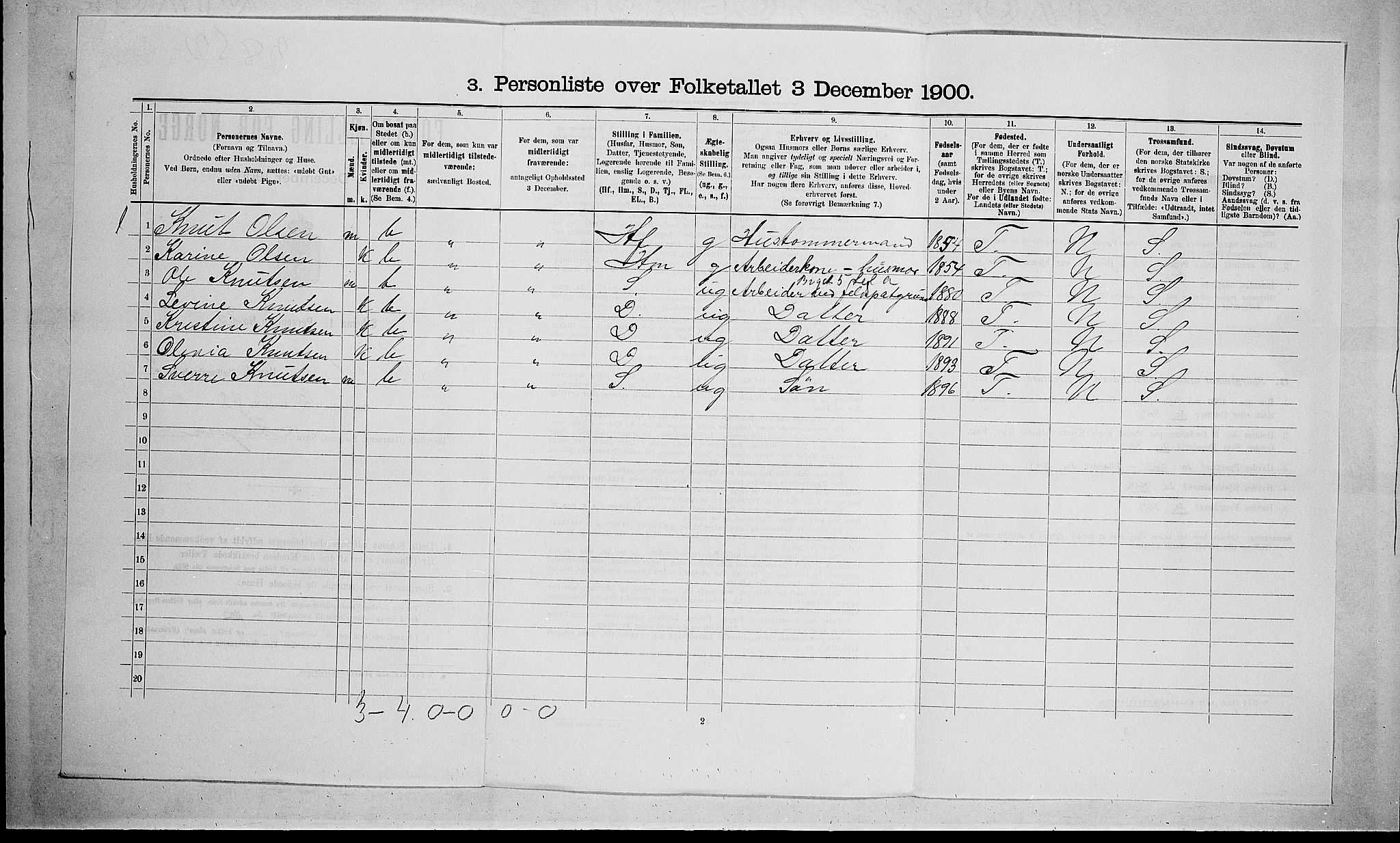 SAKO, 1900 census for Skåtøy, 1900, p. 422