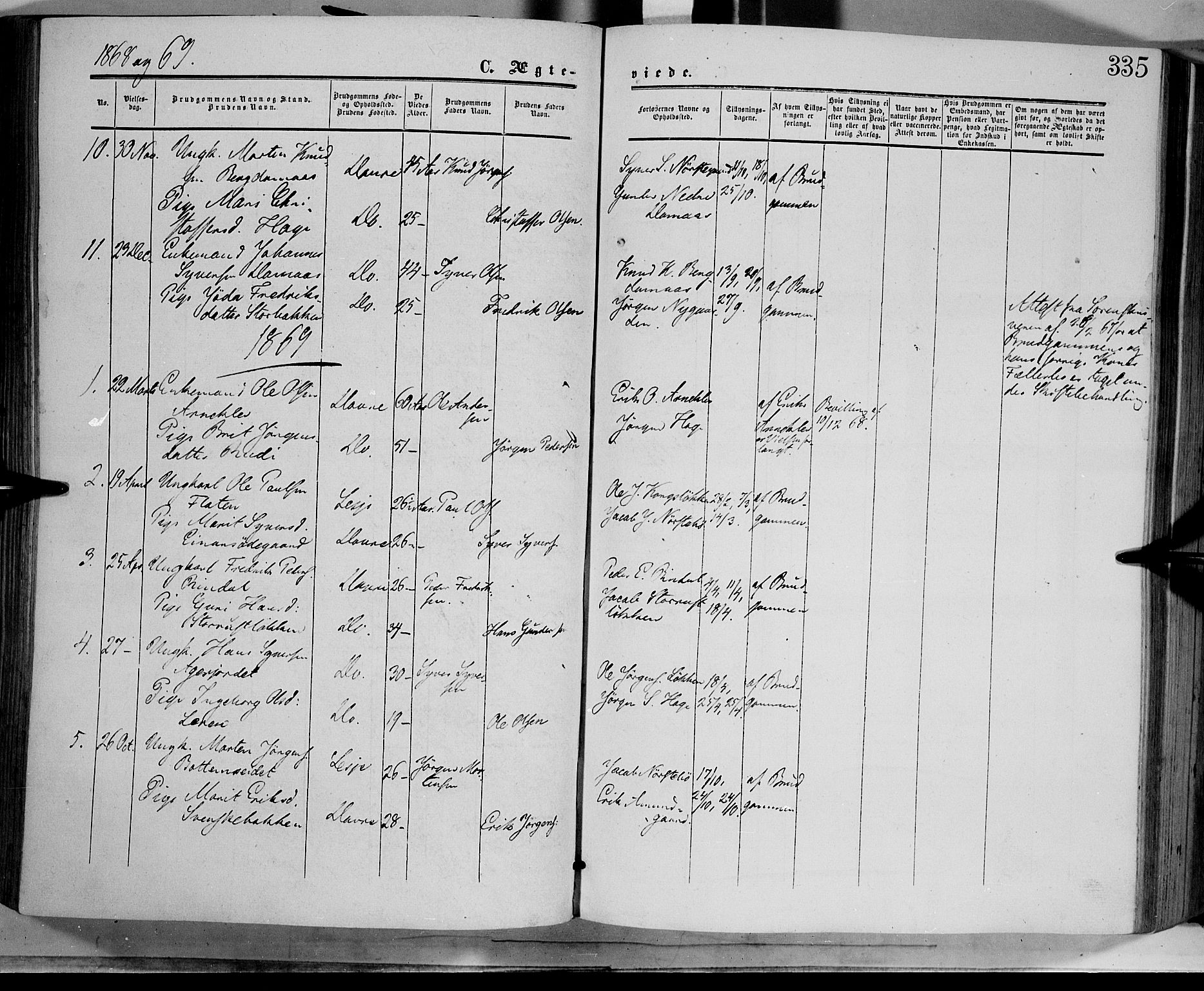 Dovre prestekontor, AV/SAH-PREST-066/H/Ha/Haa/L0001: Parish register (official) no. 1, 1854-1878, p. 335