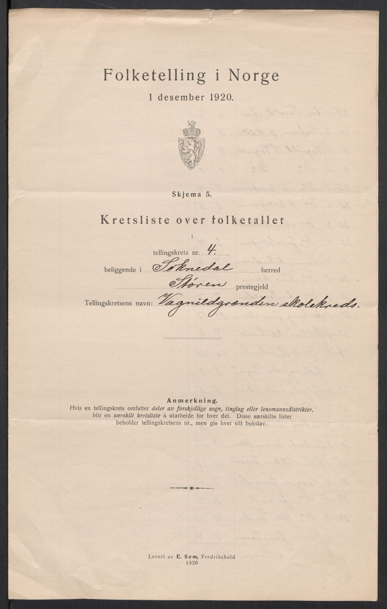 SAT, 1920 census for Soknedal, 1920, p. 16