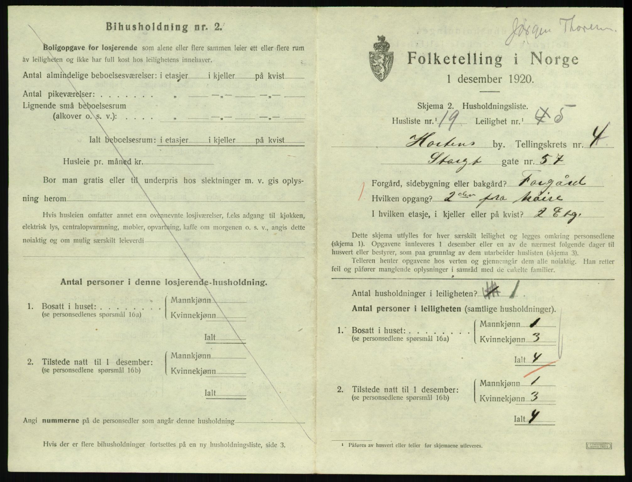 SAKO, 1920 census for Horten, 1920, p. 4889