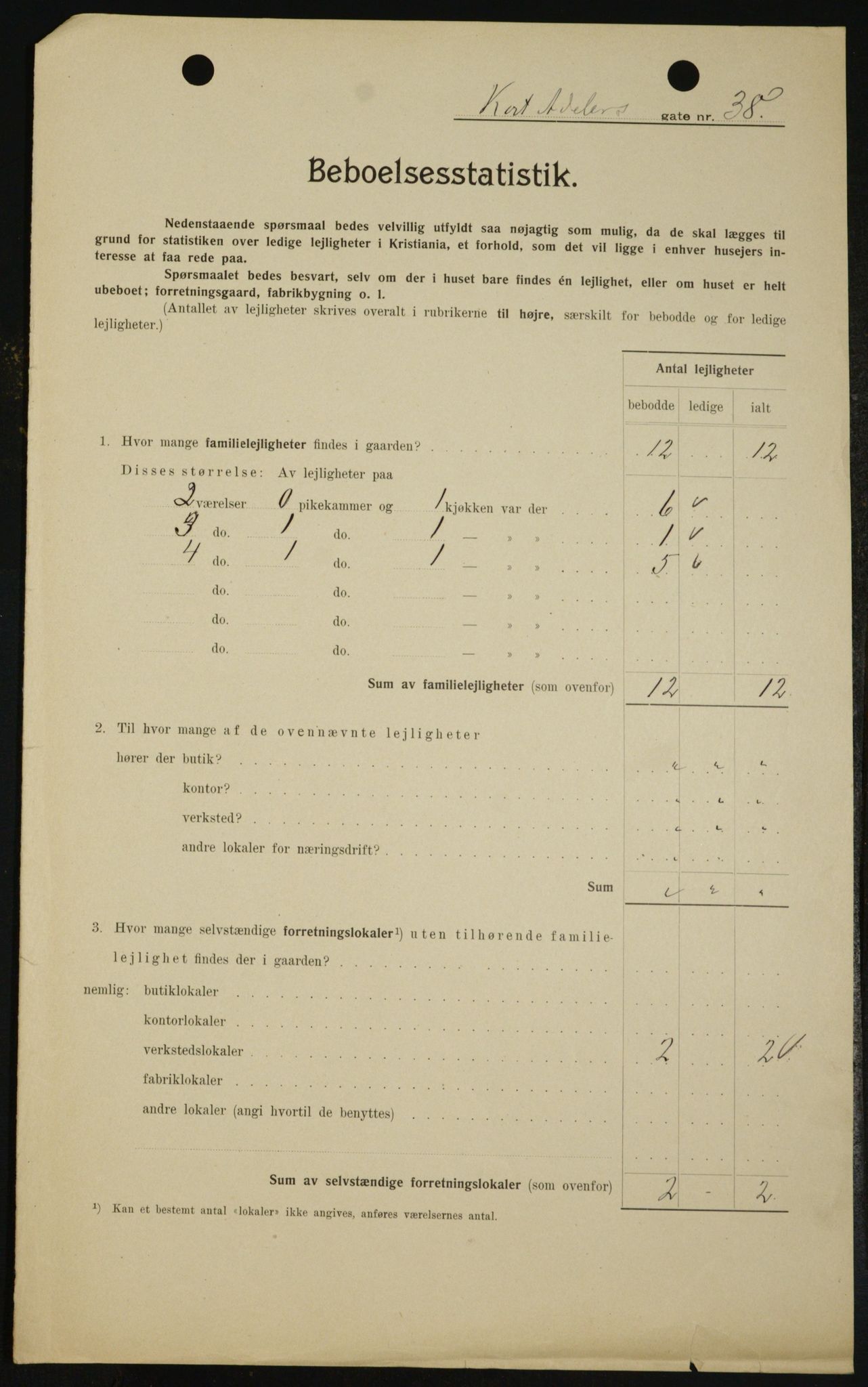 OBA, Municipal Census 1909 for Kristiania, 1909, p. 12735