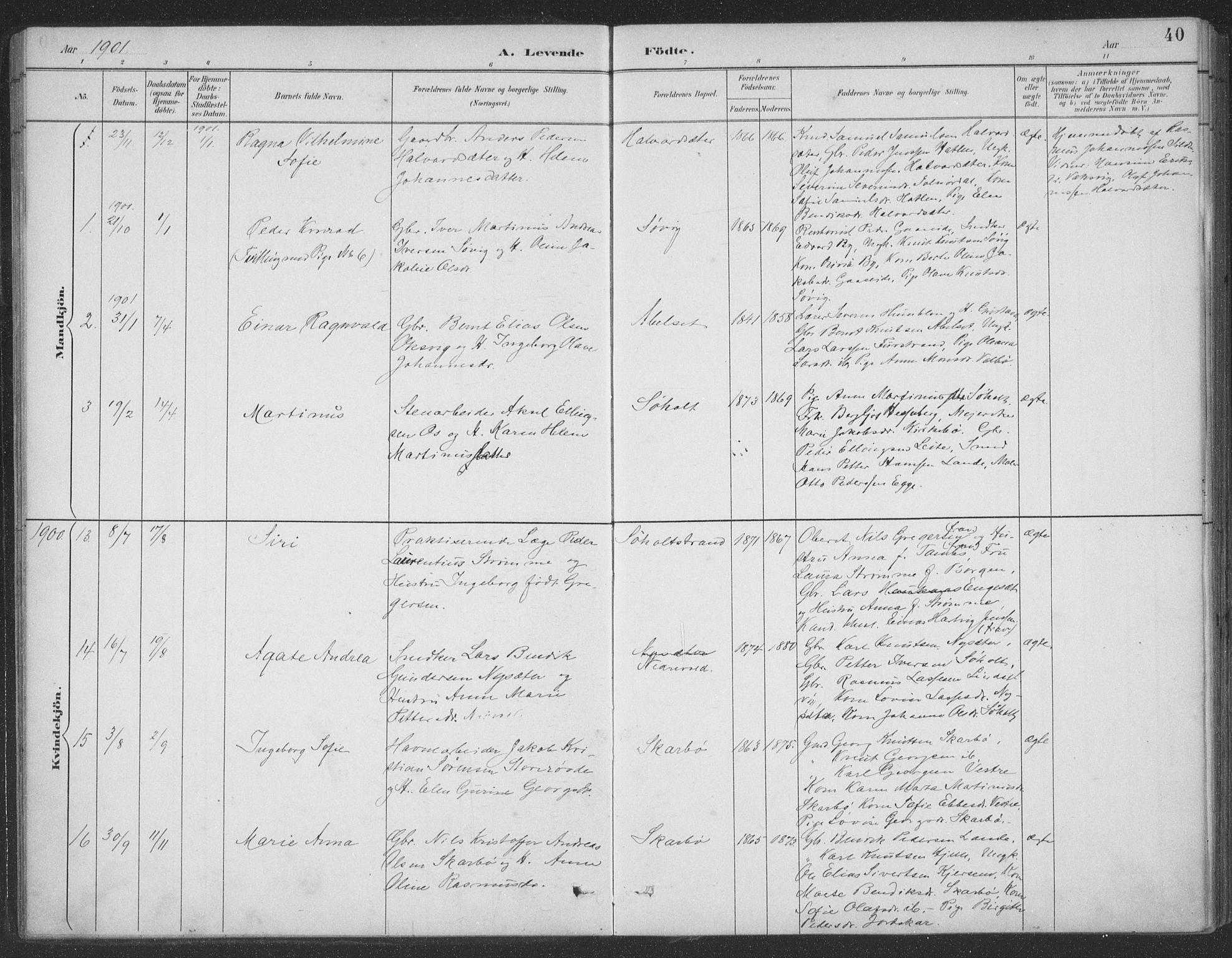 Ministerialprotokoller, klokkerbøker og fødselsregistre - Møre og Romsdal, AV/SAT-A-1454/522/L0316: Parish register (official) no. 522A11, 1890-1911, p. 40