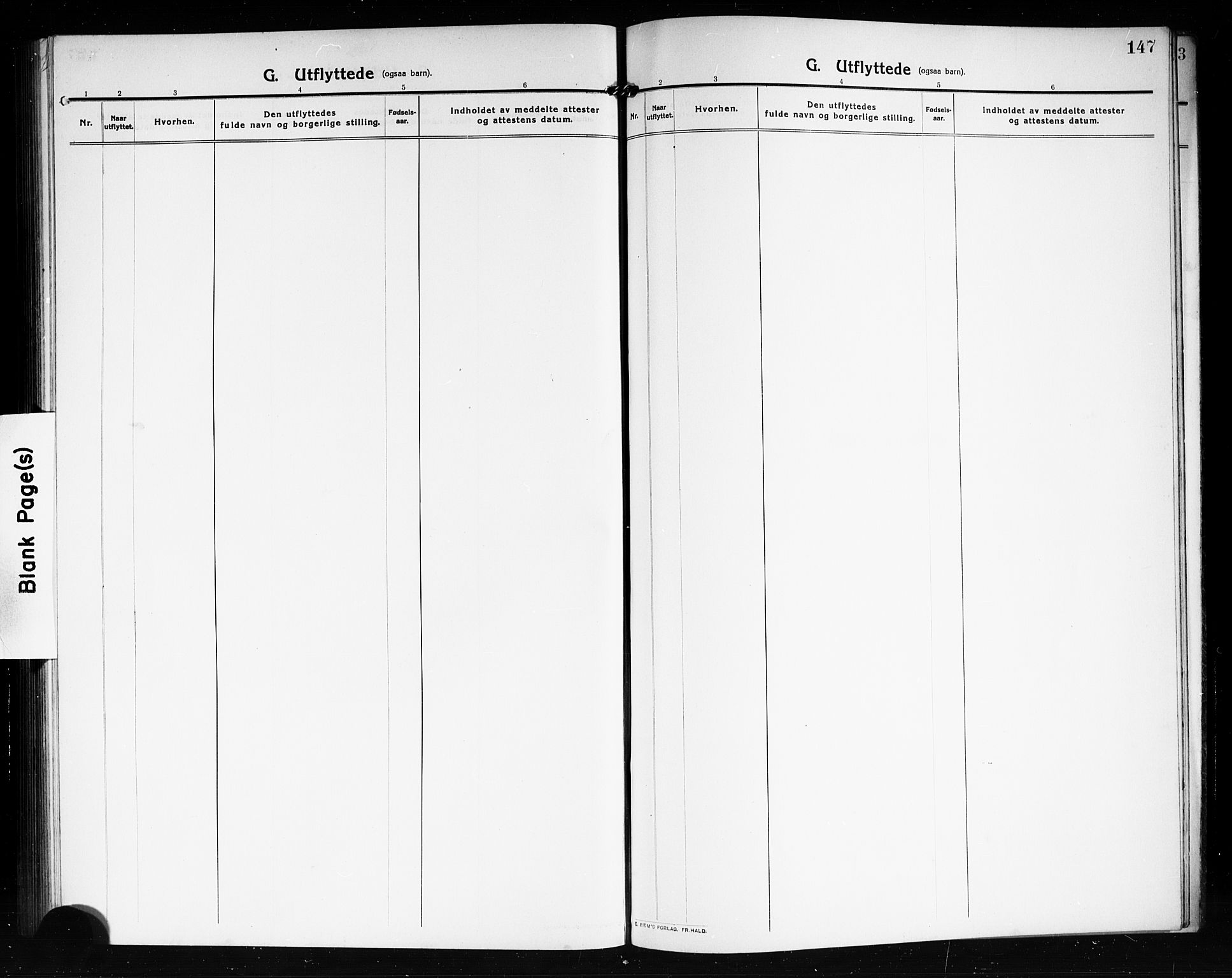 Tjøme kirkebøker, SAKO/A-328/G/Ga/L0002: Parish register (copy) no. 2, 1911-1920, p. 147