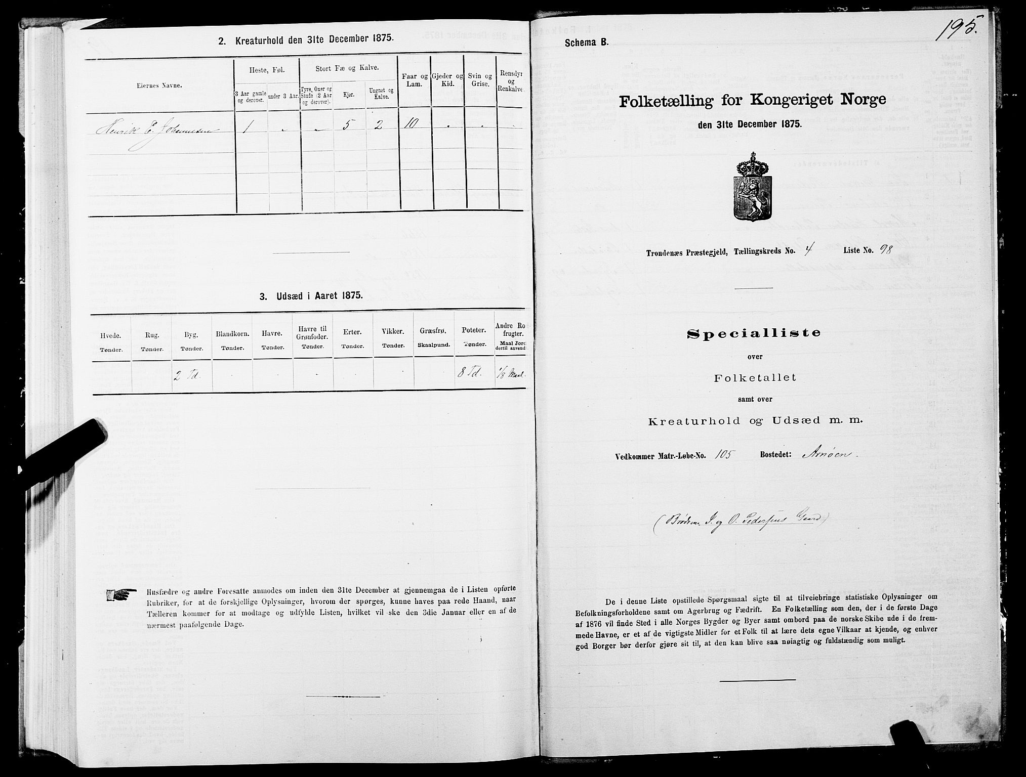 SATØ, 1875 census for 1914P Trondenes, 1875, p. 4195