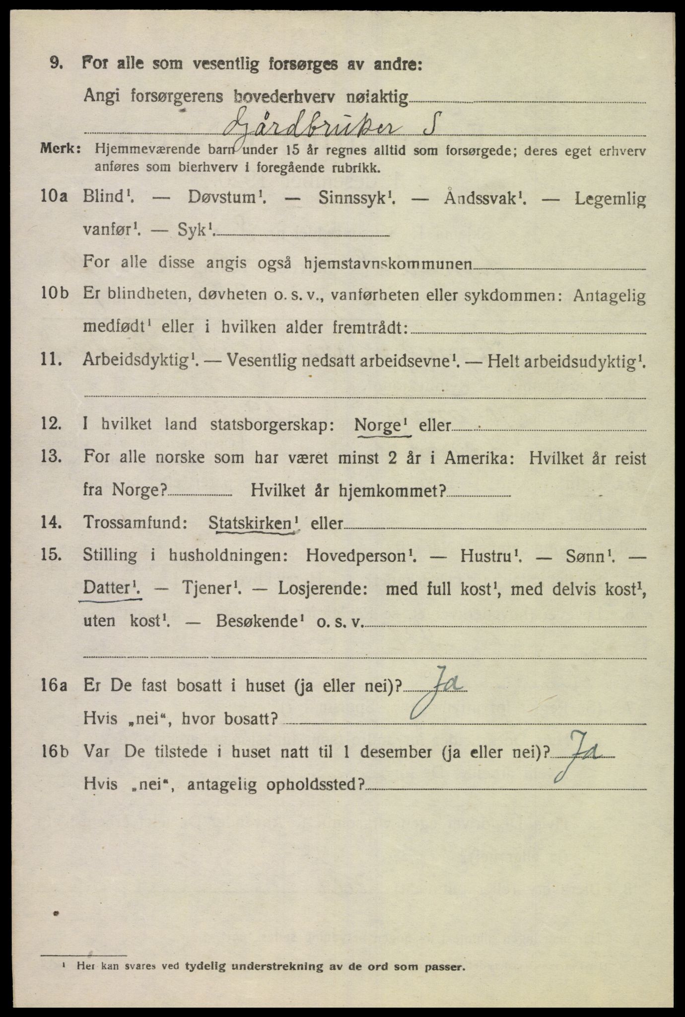 SAK, 1920 census for Lyngdal, 1920, p. 5826