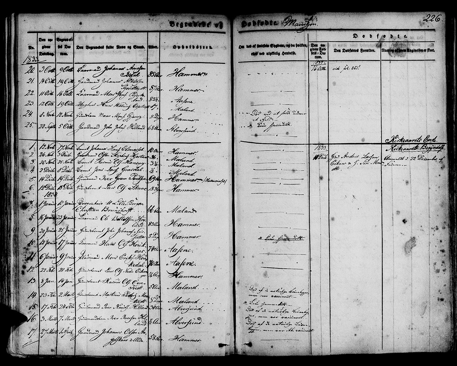 Hamre sokneprestembete, SAB/A-75501/H/Ha/Haa/Haaa/L0011: Parish register (official) no. A 11, 1826-1834, p. 226