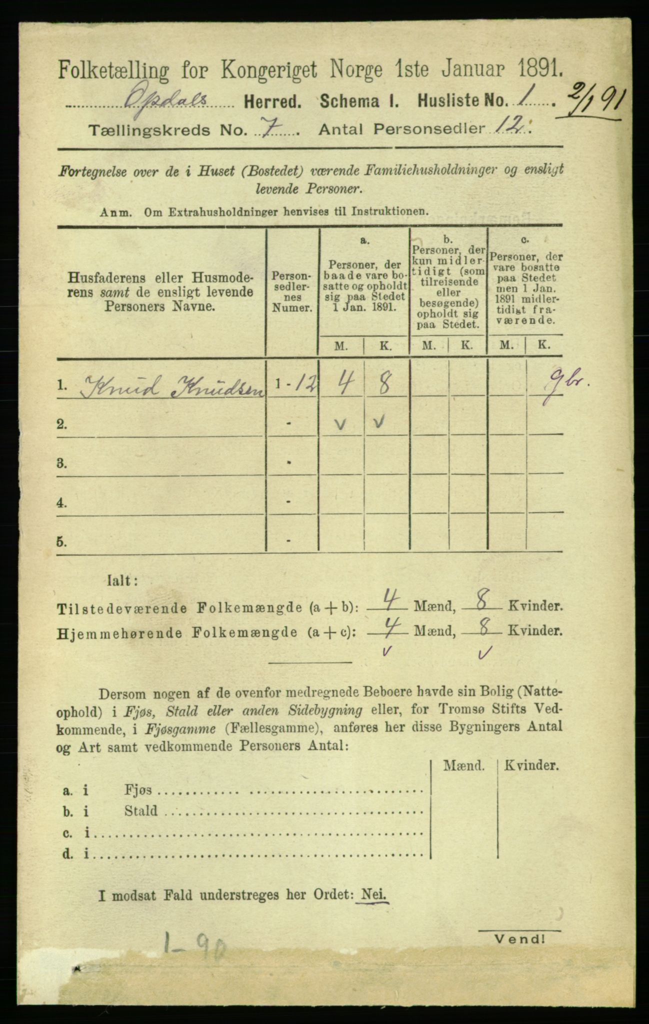 RA, 1891 census for 1634 Oppdal, 1891, p. 3406