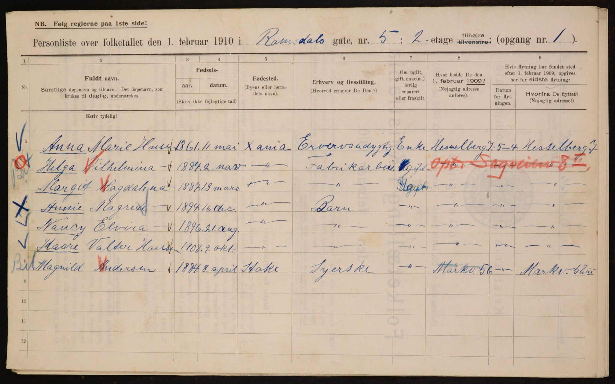 OBA, Municipal Census 1910 for Kristiania, 1910, p. 79559