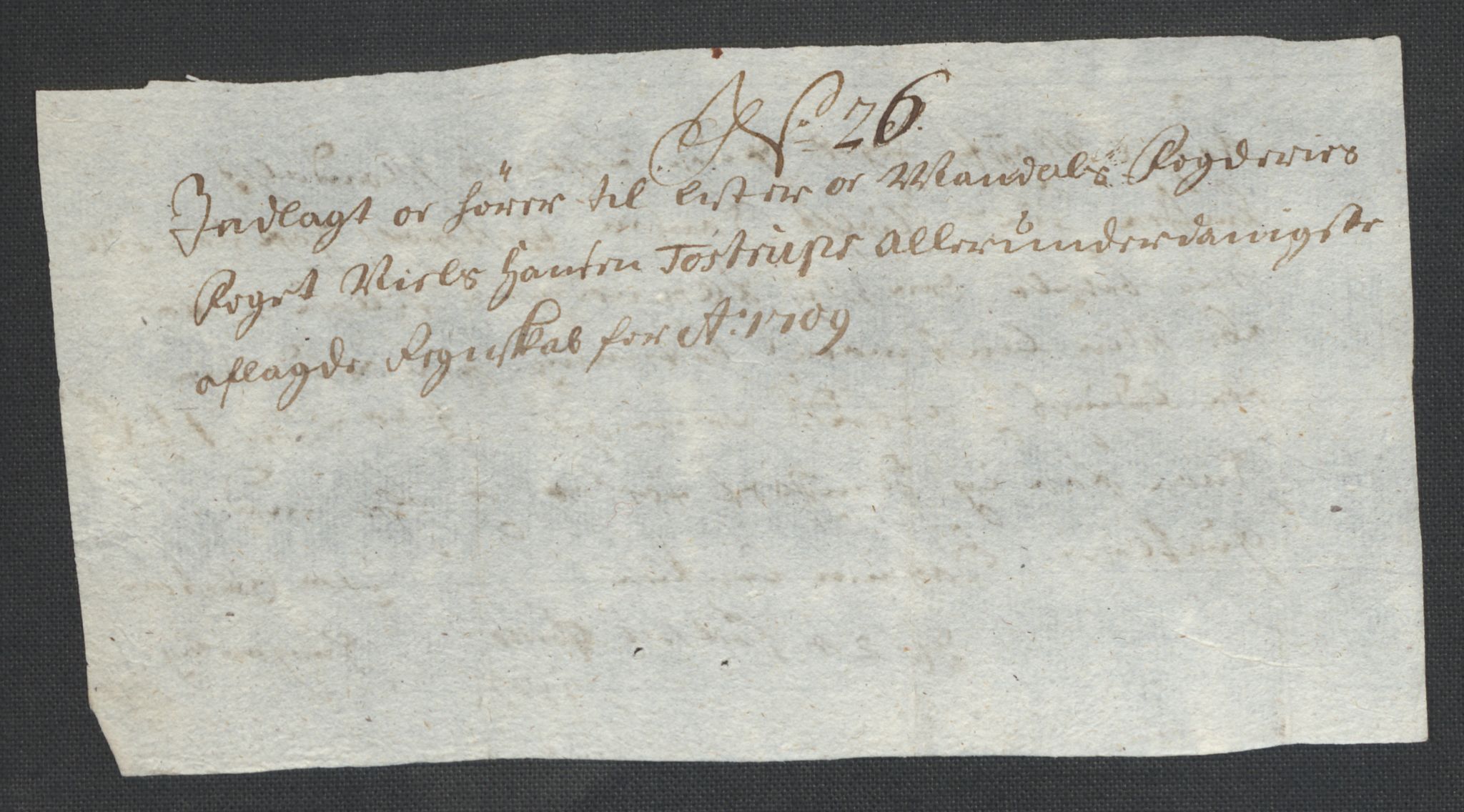 Rentekammeret inntil 1814, Reviderte regnskaper, Fogderegnskap, AV/RA-EA-4092/R43/L2552: Fogderegnskap Lista og Mandal, 1705-1709, p. 326