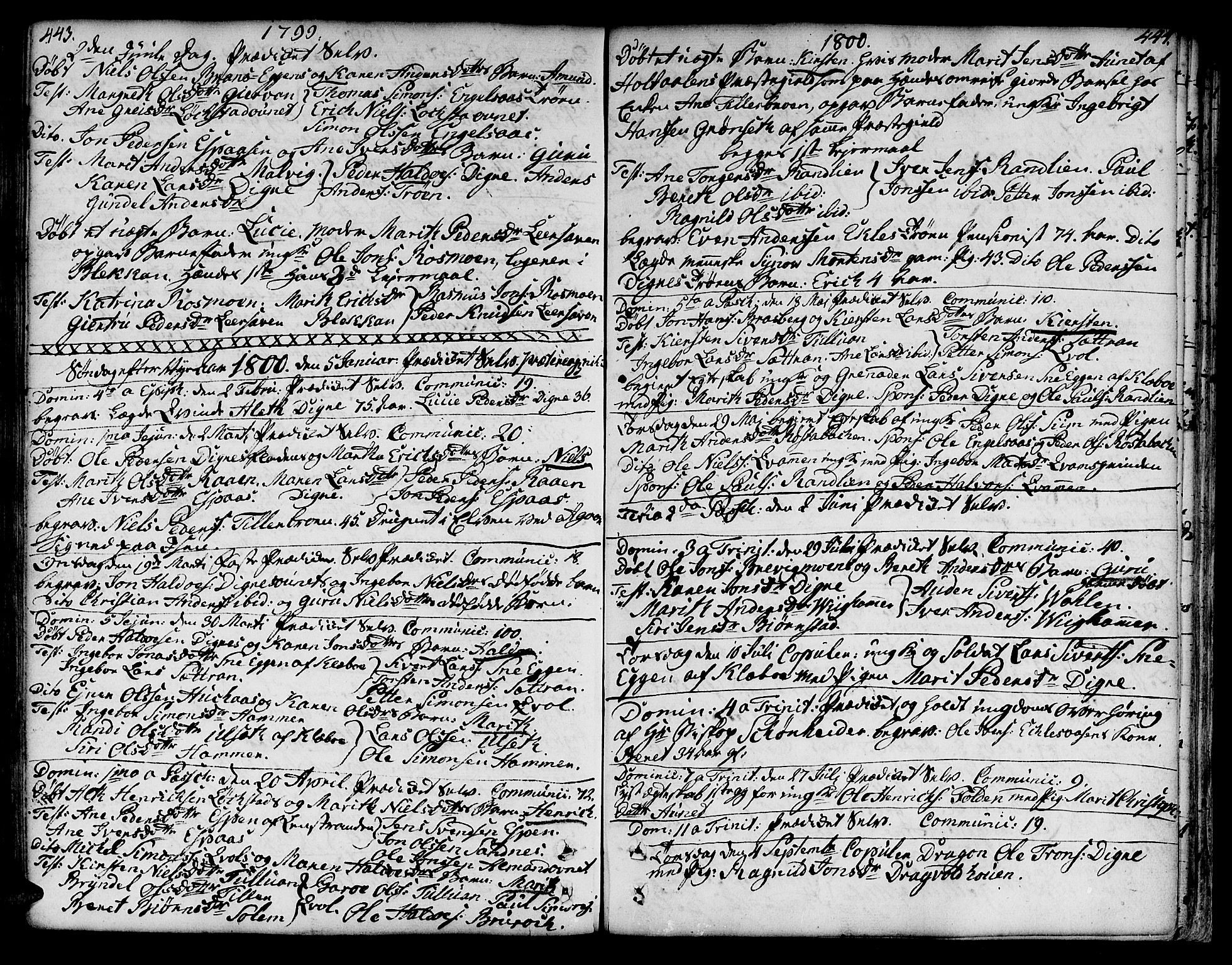 Ministerialprotokoller, klokkerbøker og fødselsregistre - Sør-Trøndelag, SAT/A-1456/606/L0282: Parish register (official) no. 606A02 /3, 1781-1817, p. 443-444