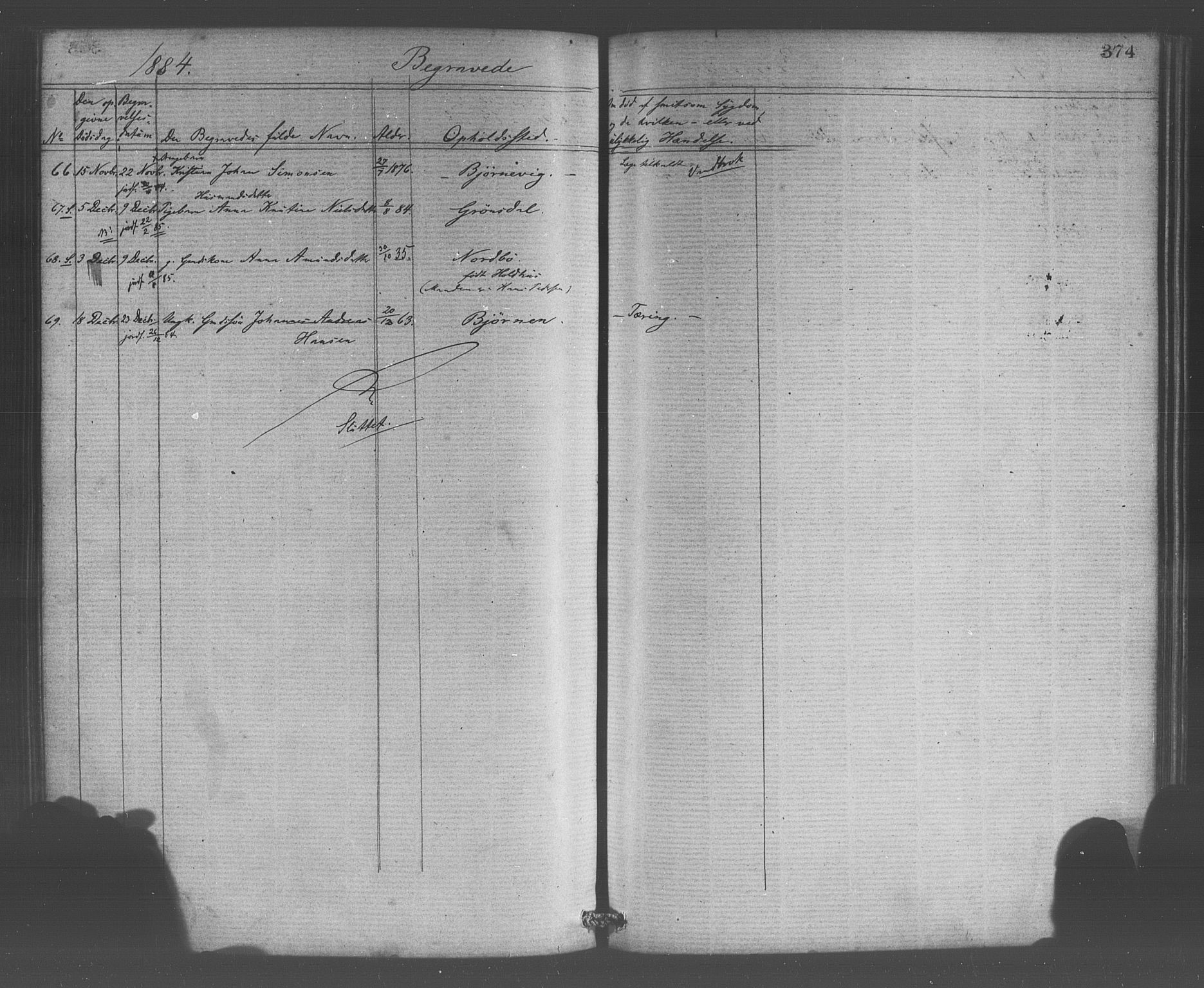 Os sokneprestembete, SAB/A-99929: Parish register (official) no. A 18, 1874-1884, p. 374