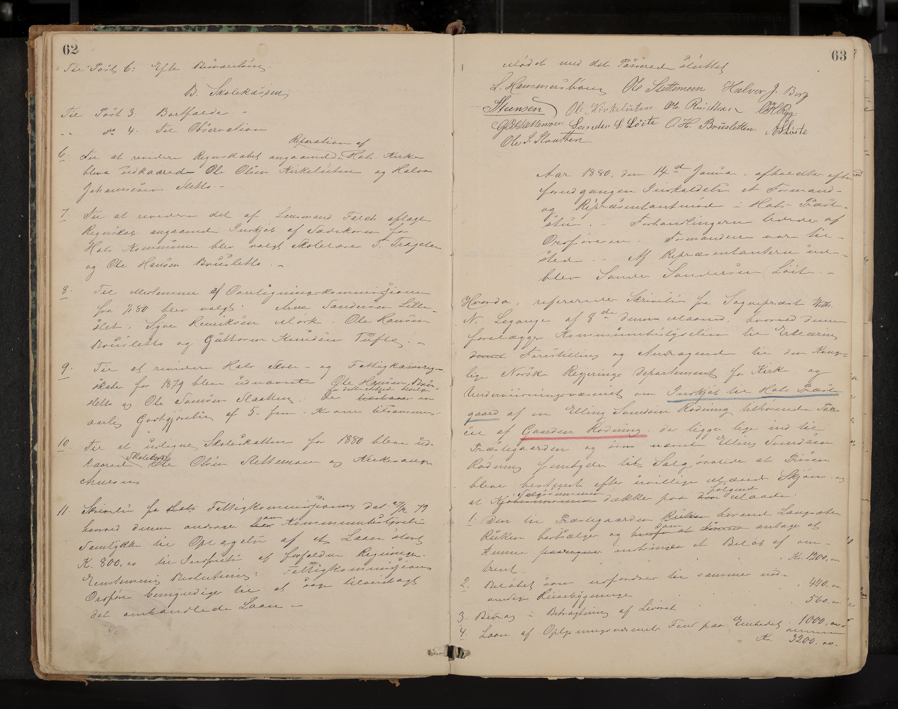 Hol formannskap og sentraladministrasjon, IKAK/0620021-1/A/L0001: Møtebok, 1877-1893, p. 62-63