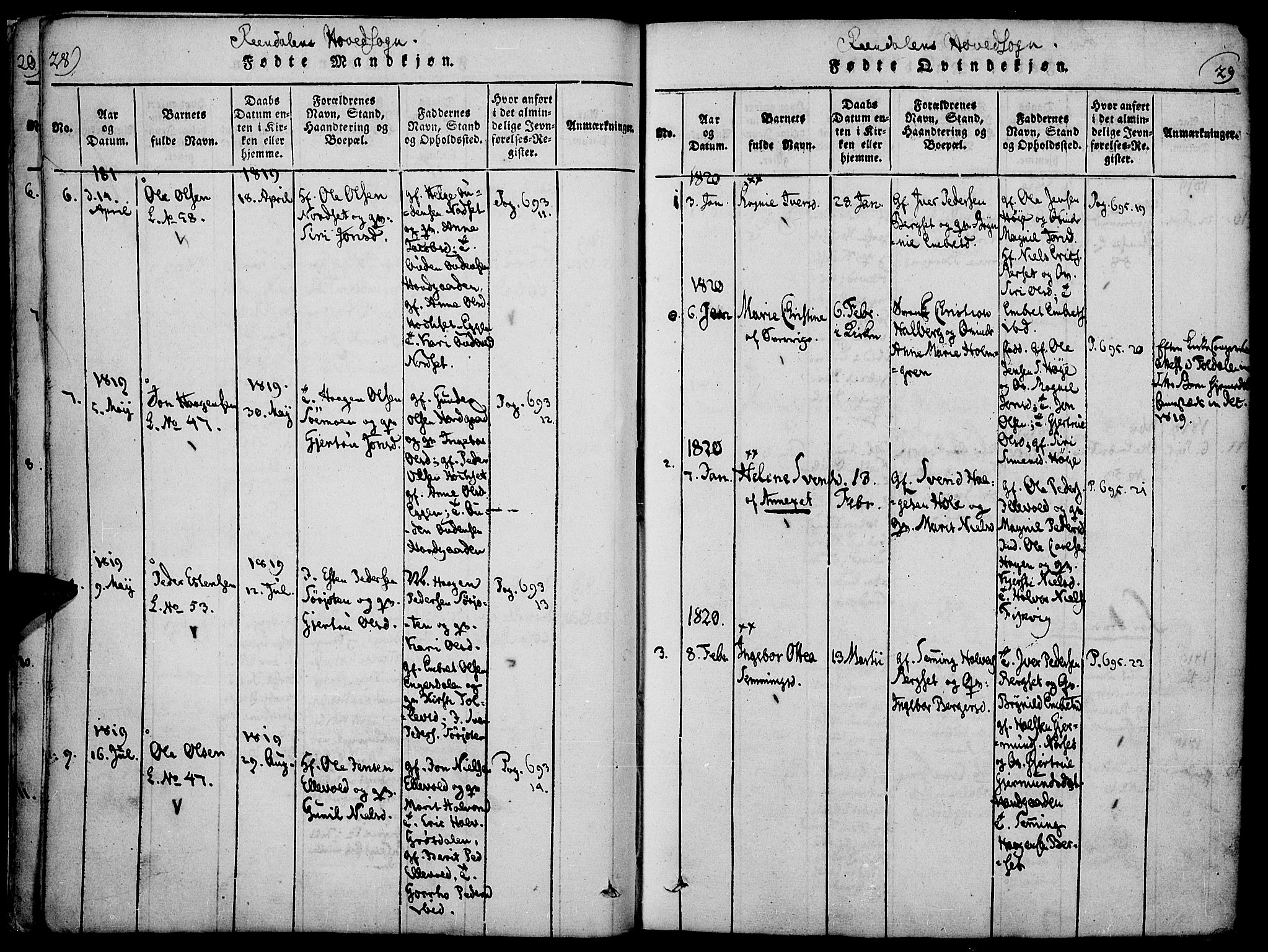 Rendalen prestekontor, SAH/PREST-054/H/Ha/Haa/L0003: Parish register (official) no. 3, 1815-1829, p. 28-29