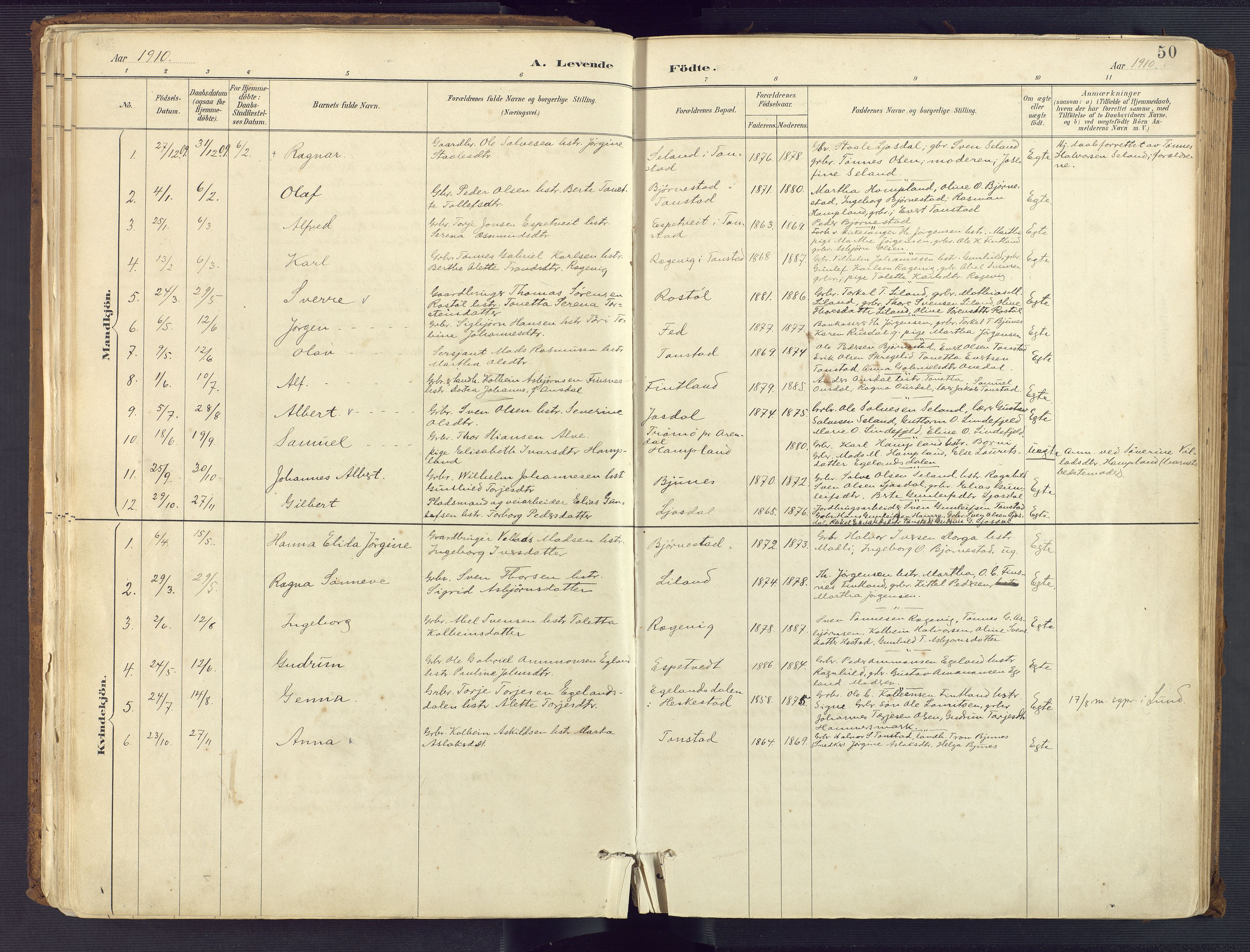 Sirdal sokneprestkontor, AV/SAK-1111-0036/F/Fa/Fab/L0004: Parish register (official) no. A 4, 1887-1919, p. 50