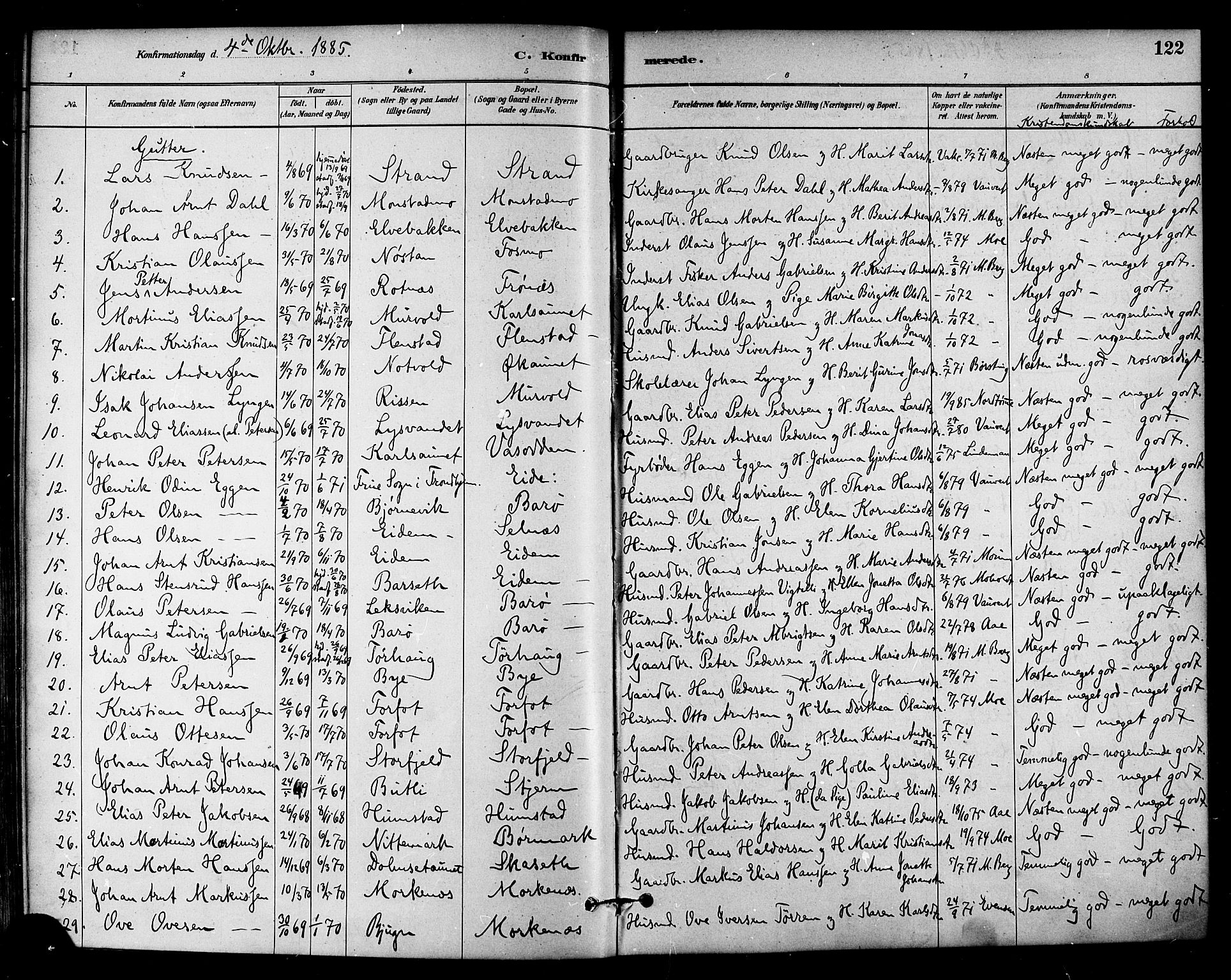 Ministerialprotokoller, klokkerbøker og fødselsregistre - Sør-Trøndelag, SAT/A-1456/655/L0680: Parish register (official) no. 655A09, 1880-1894, p. 122