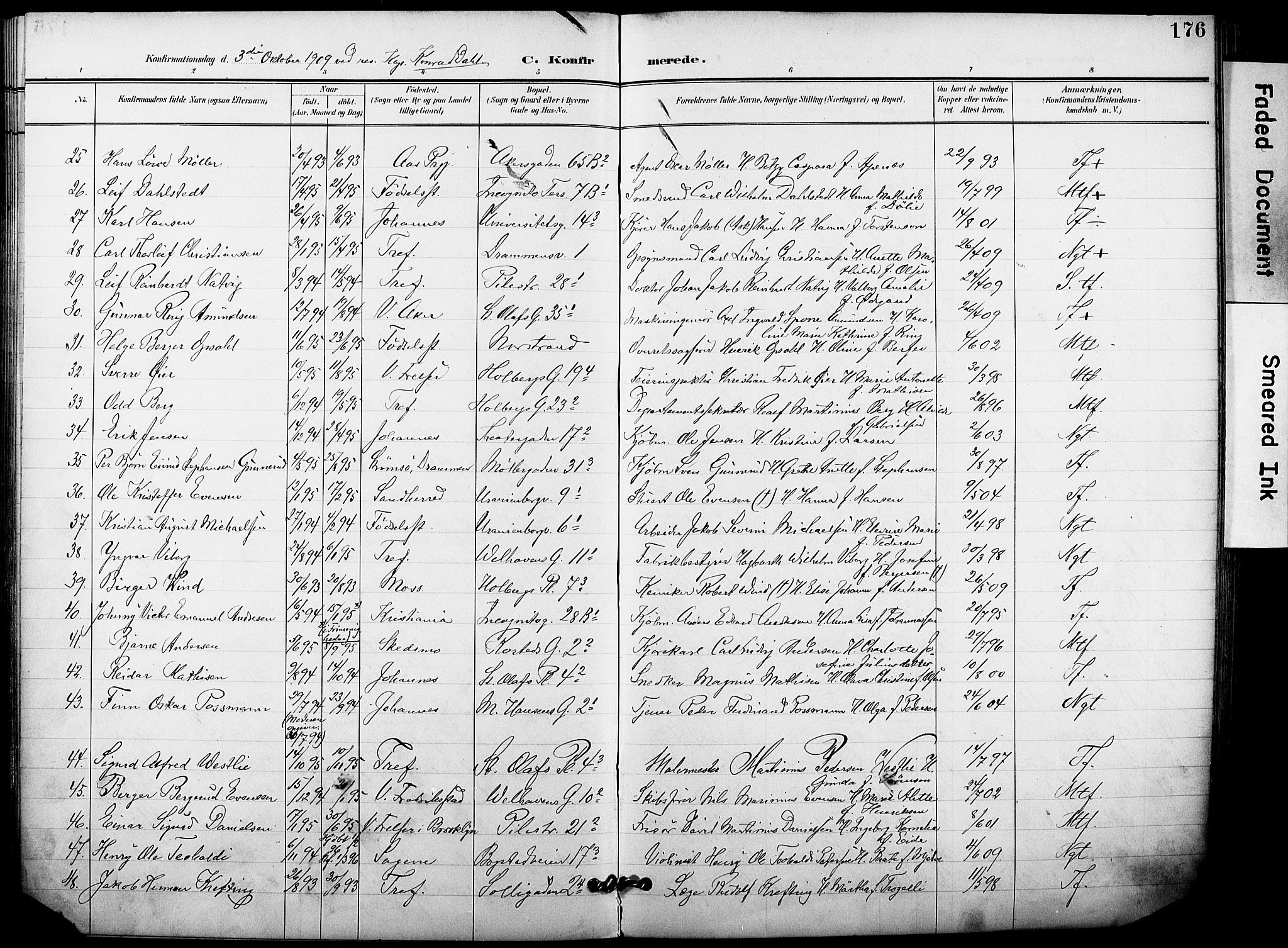 Trefoldighet prestekontor Kirkebøker, AV/SAO-A-10882/F/Fb/L0004: Parish register (official) no. II 4, 1896-1915, p. 176