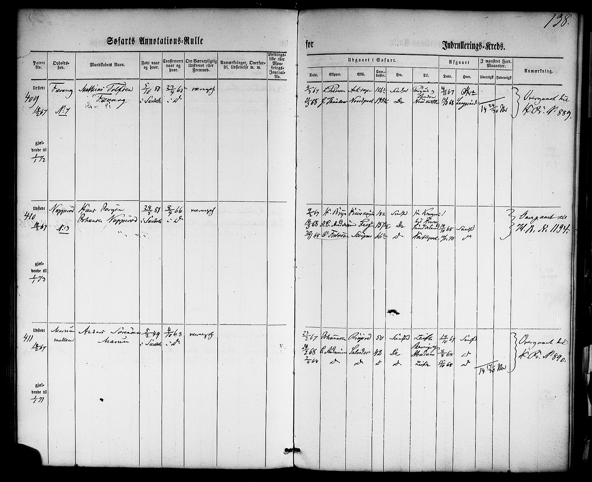 Sandefjord innrulleringskontor, AV/SAKO-A-788/F/Fa/L0001: Annotasjonsrulle, 1860-1868, p. 162