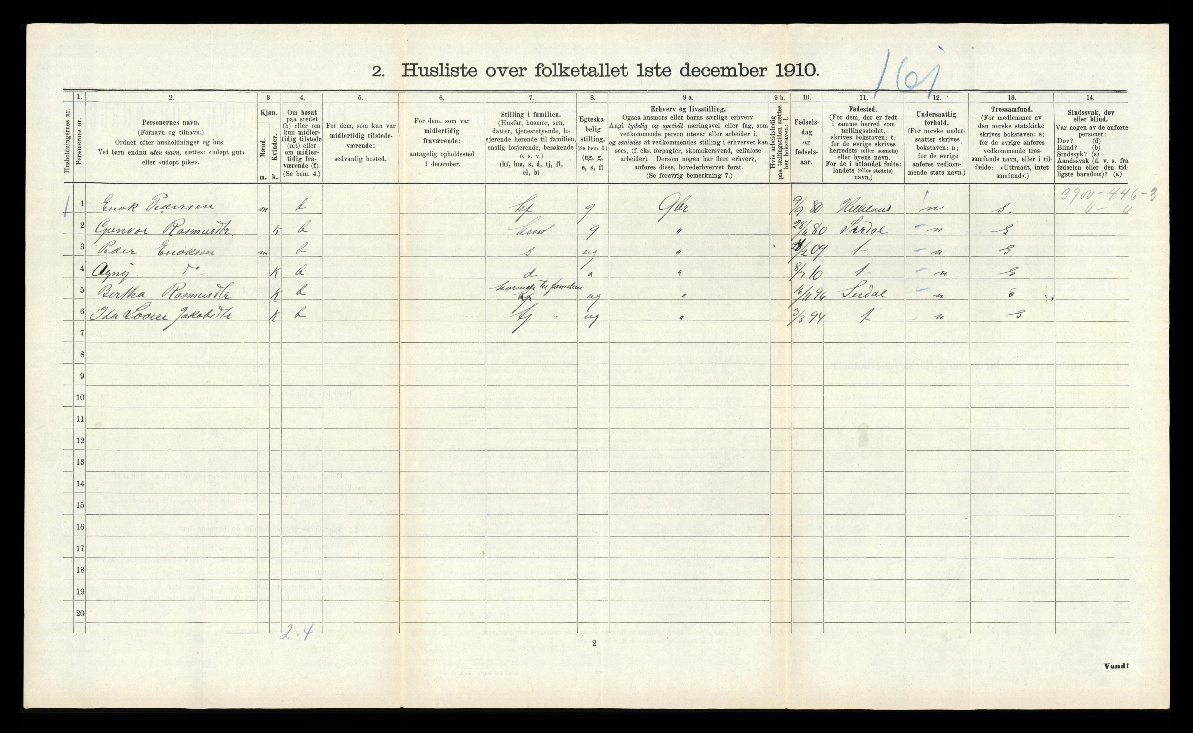 RA, 1910 census for Heskestad, 1910, p. 75