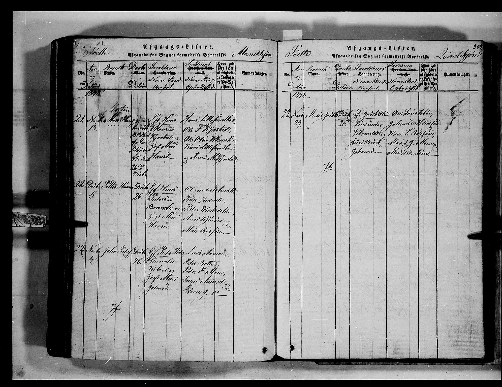 Fron prestekontor, AV/SAH-PREST-078/H/Ha/Hab/L0002: Parish register (copy) no. 2, 1816-1850, p. 304