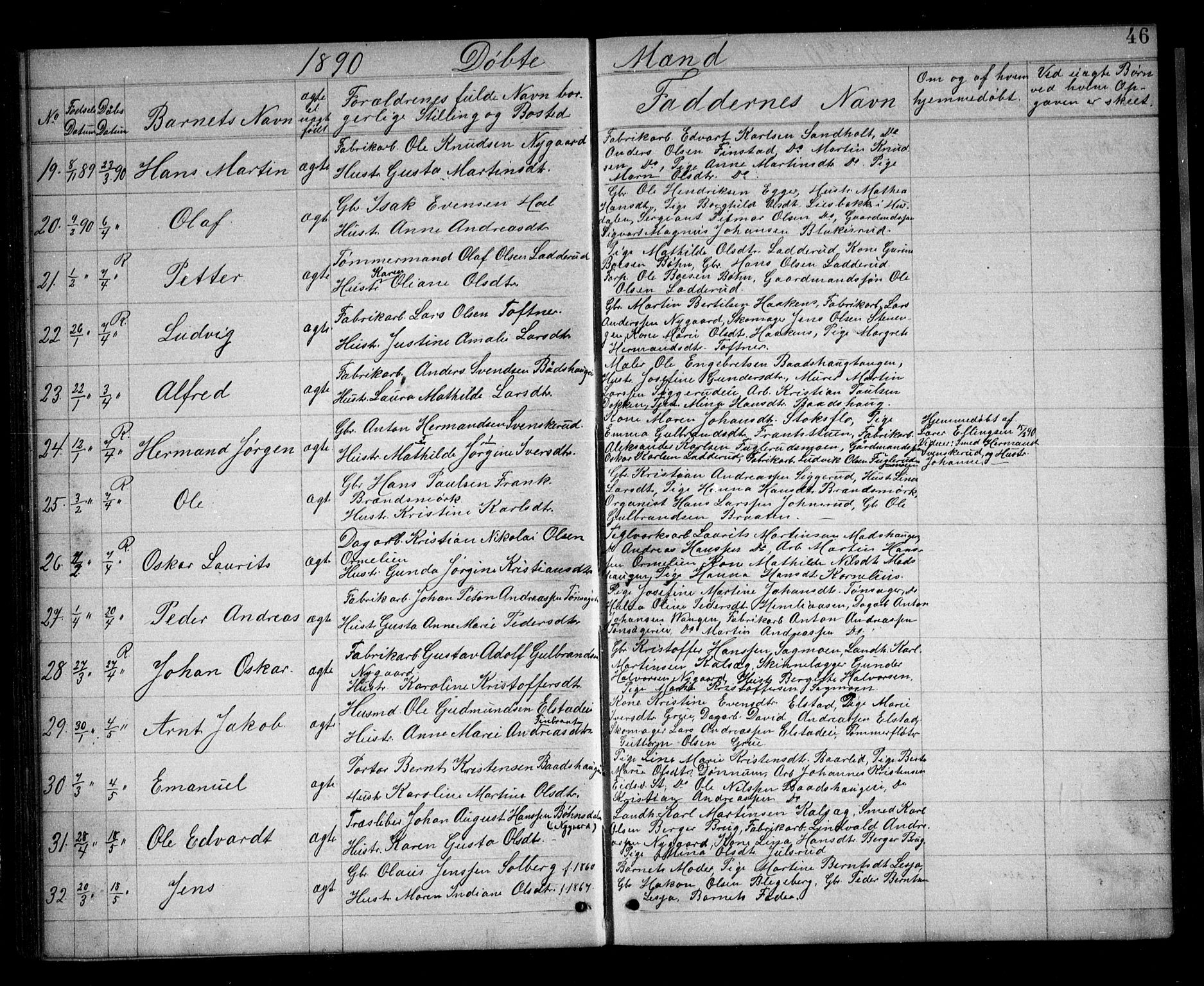 Eidsvoll prestekontor Kirkebøker, AV/SAO-A-10888/G/Ga/L0005: Parish register (copy) no. I 5, 1884-1894, p. 46