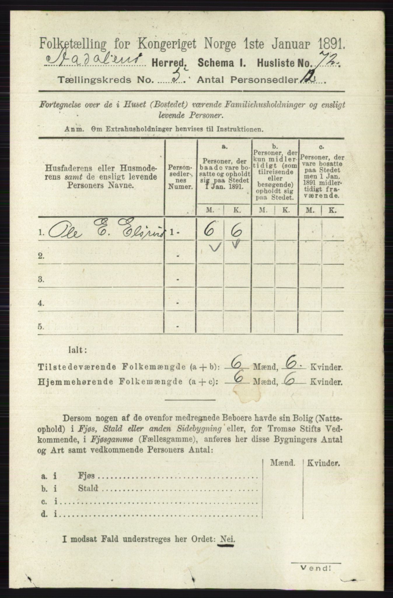 RA, 1891 census for 0614 Ådal, 1891, p. 1999
