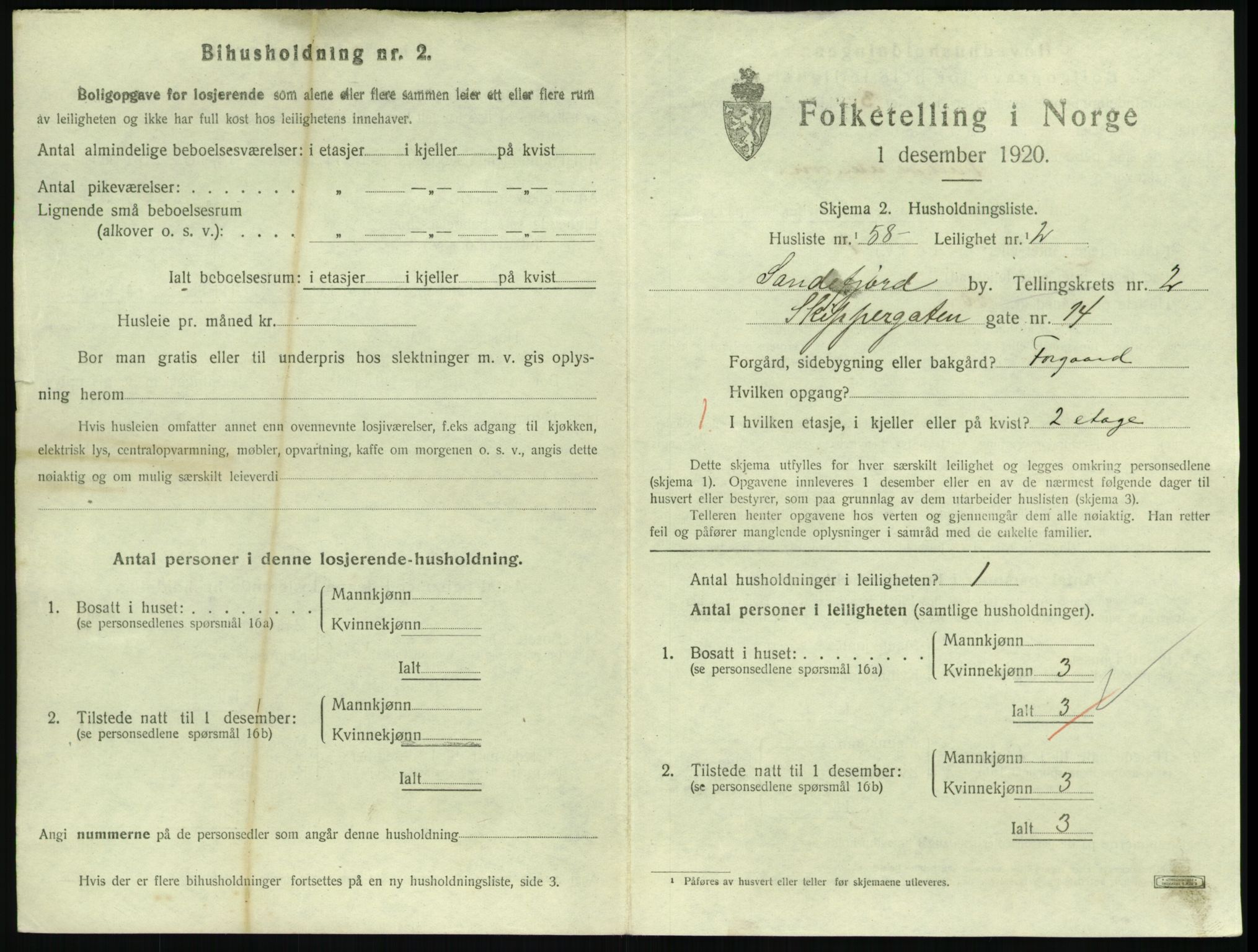 SAKO, 1920 census for Sandefjord, 1920, p. 1892