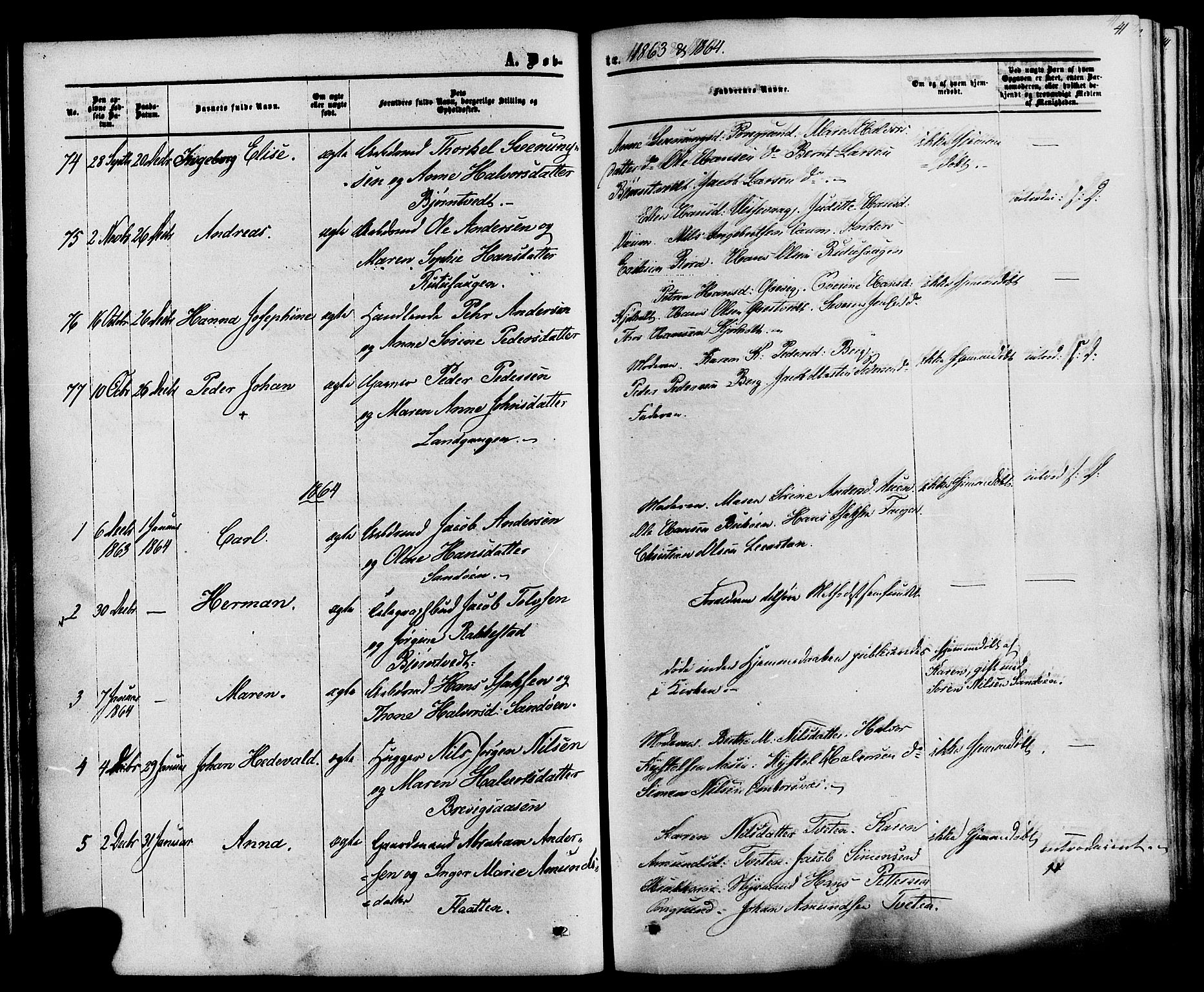 Eidanger kirkebøker, SAKO/A-261/F/Fa/L0010: Parish register (official) no. 10, 1859-1874, p. 41