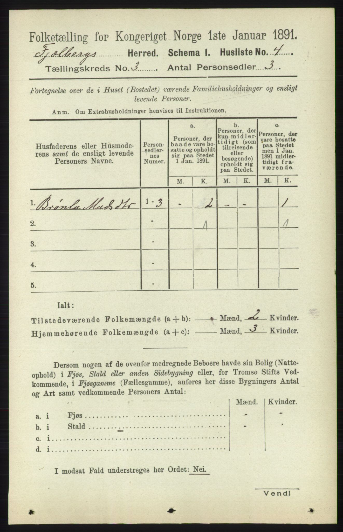 RA, 1891 census for 1213 Fjelberg, 1891, p. 724