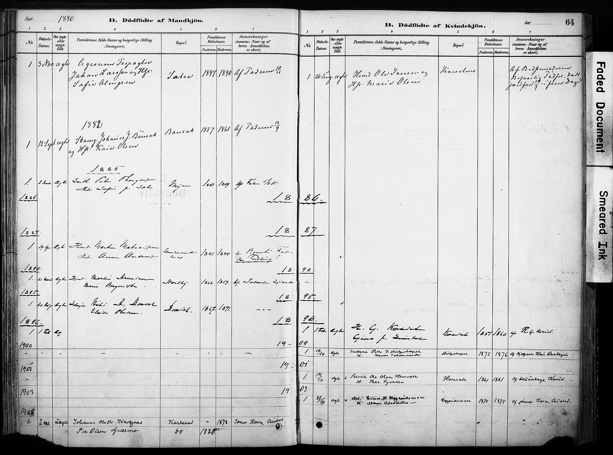 Hof prestekontor, AV/SAH-PREST-038/H/Ha/Haa/L0011: Parish register (official) no. 11, 1879-1911, p. 64