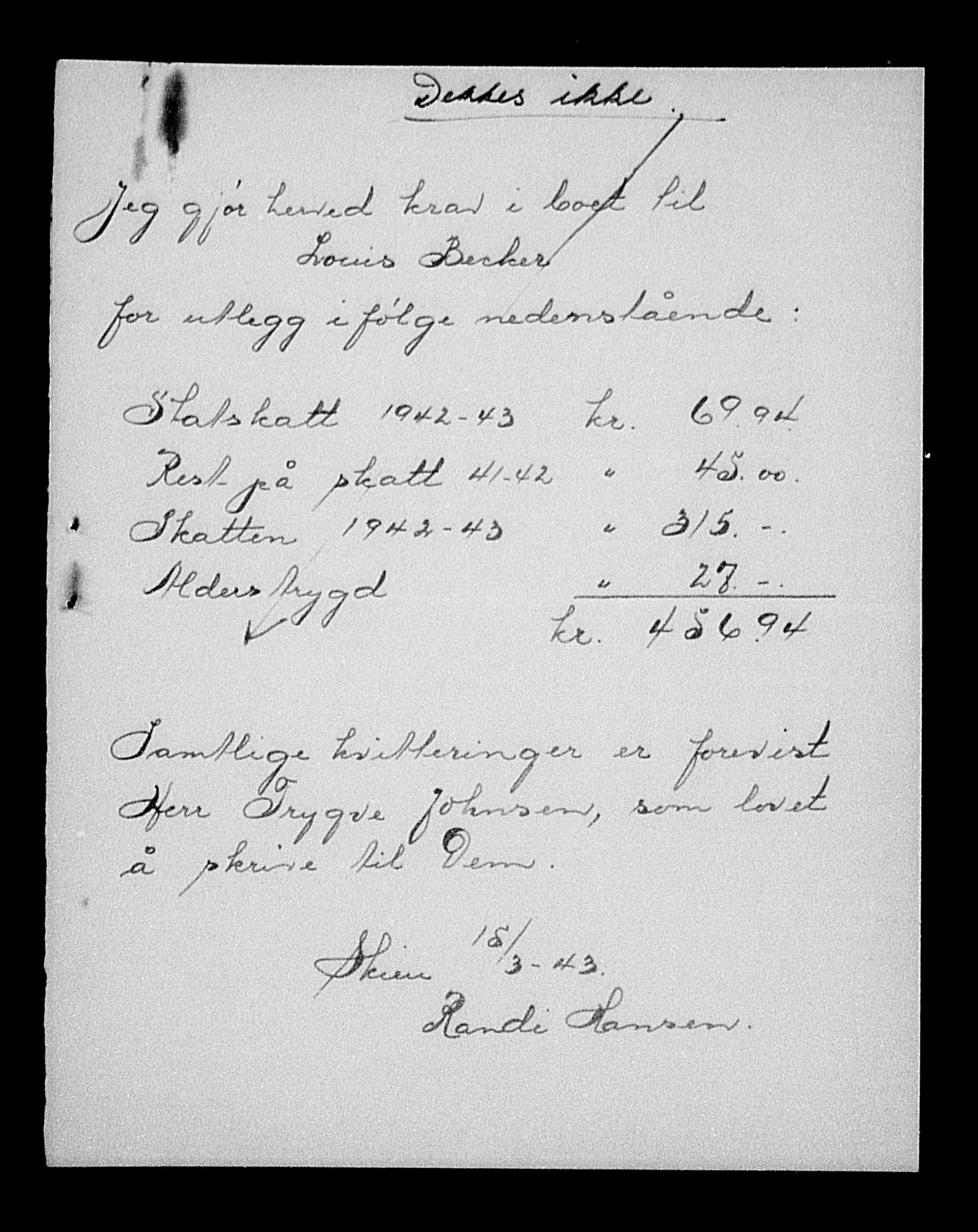 Justisdepartementet, Tilbakeføringskontoret for inndratte formuer, AV/RA-S-1564/H/Hc/Hcd/L0990: --, 1945-1947, p. 527