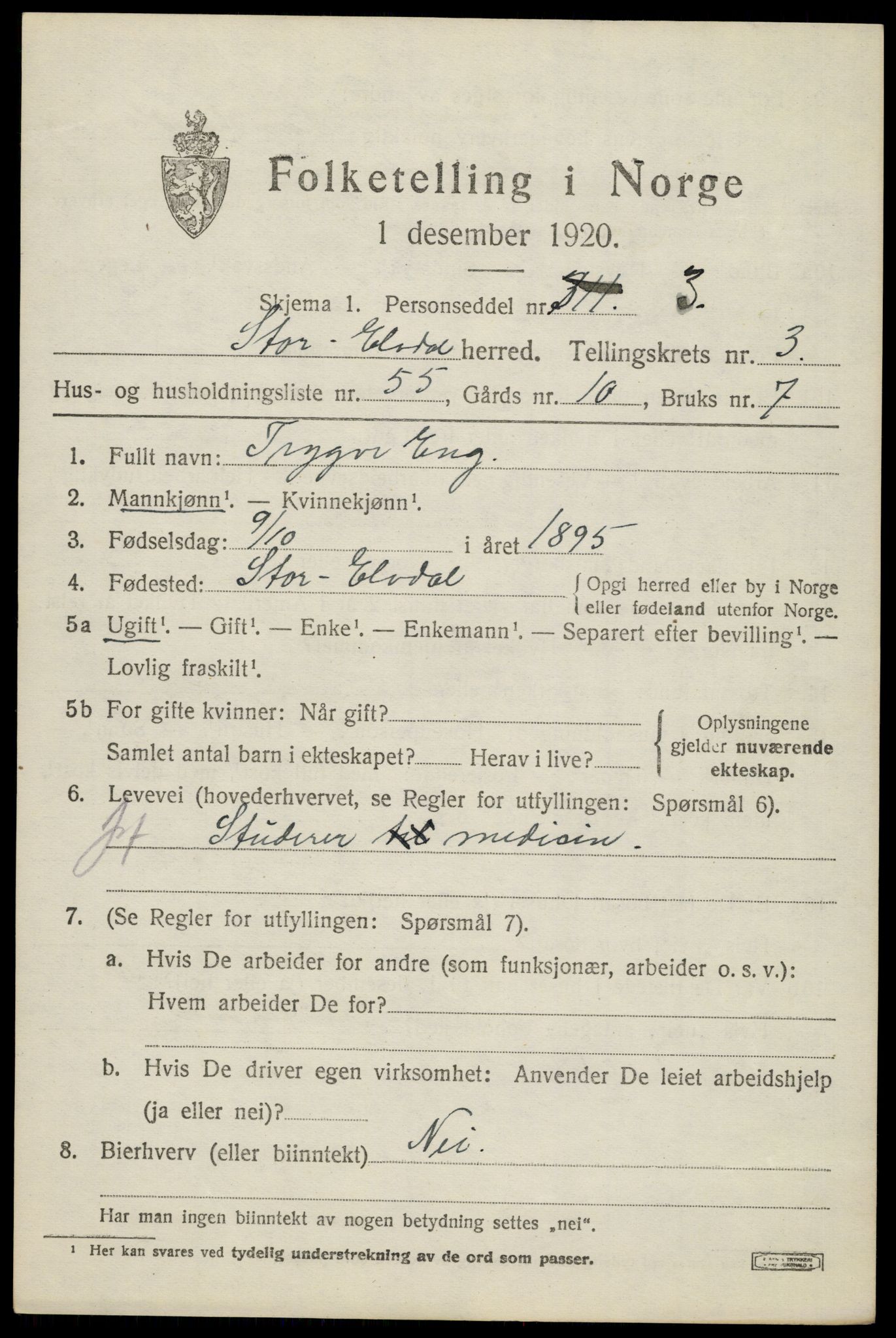 SAH, 1920 census for Stor-Elvdal, 1920, p. 3404