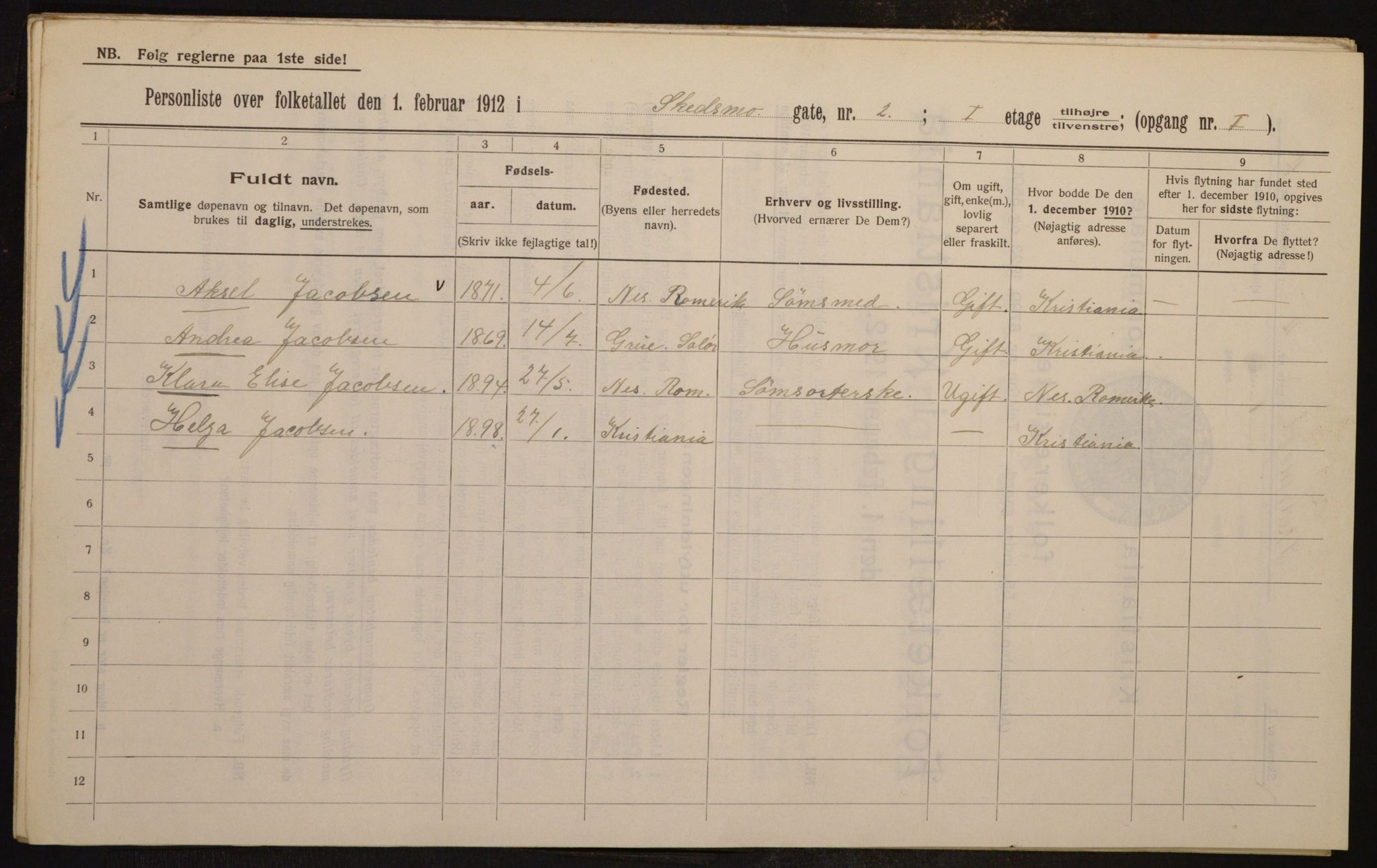 OBA, Municipal Census 1912 for Kristiania, 1912, p. 95538