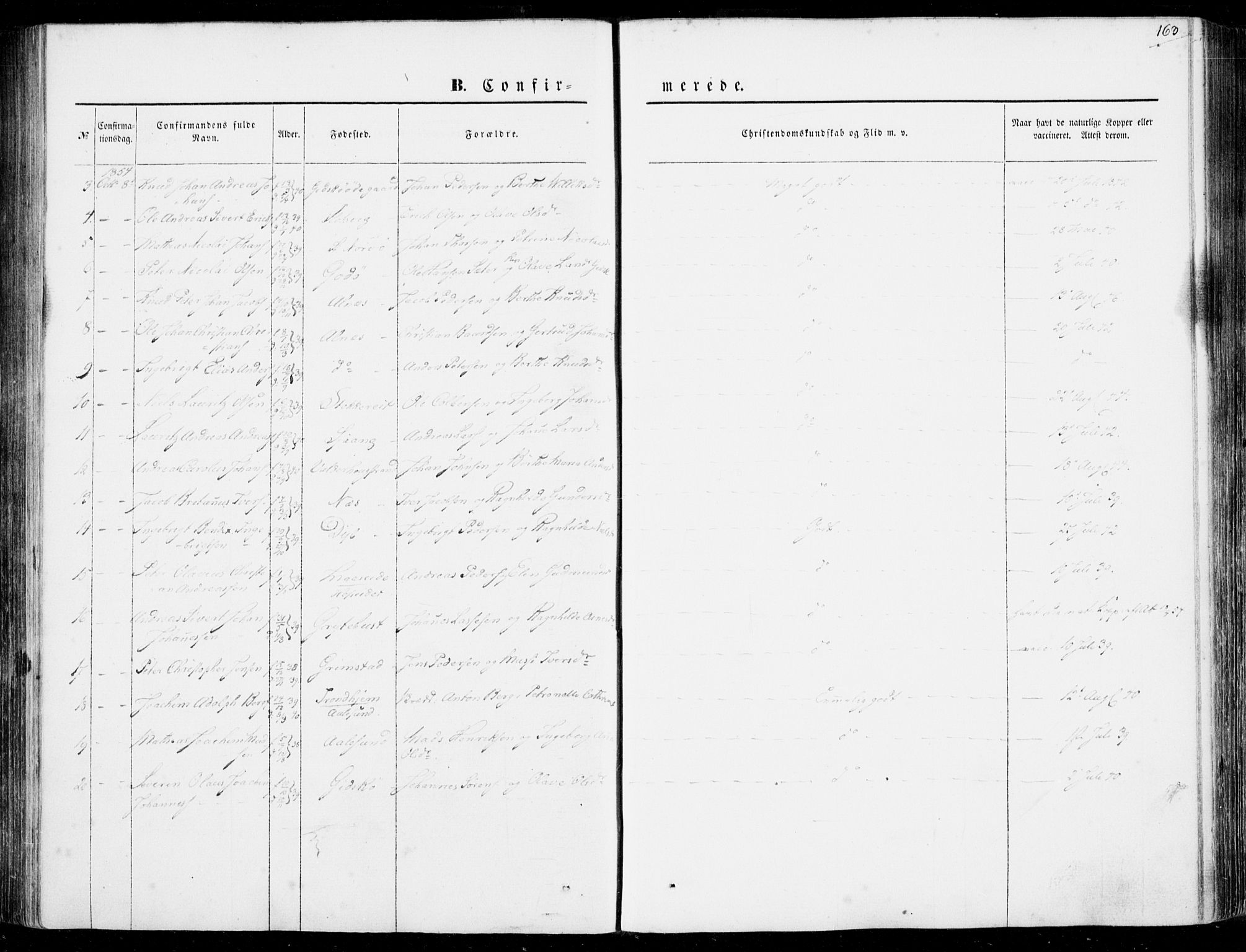 Ministerialprotokoller, klokkerbøker og fødselsregistre - Møre og Romsdal, AV/SAT-A-1454/528/L0397: Parish register (official) no. 528A08, 1848-1858, p. 163