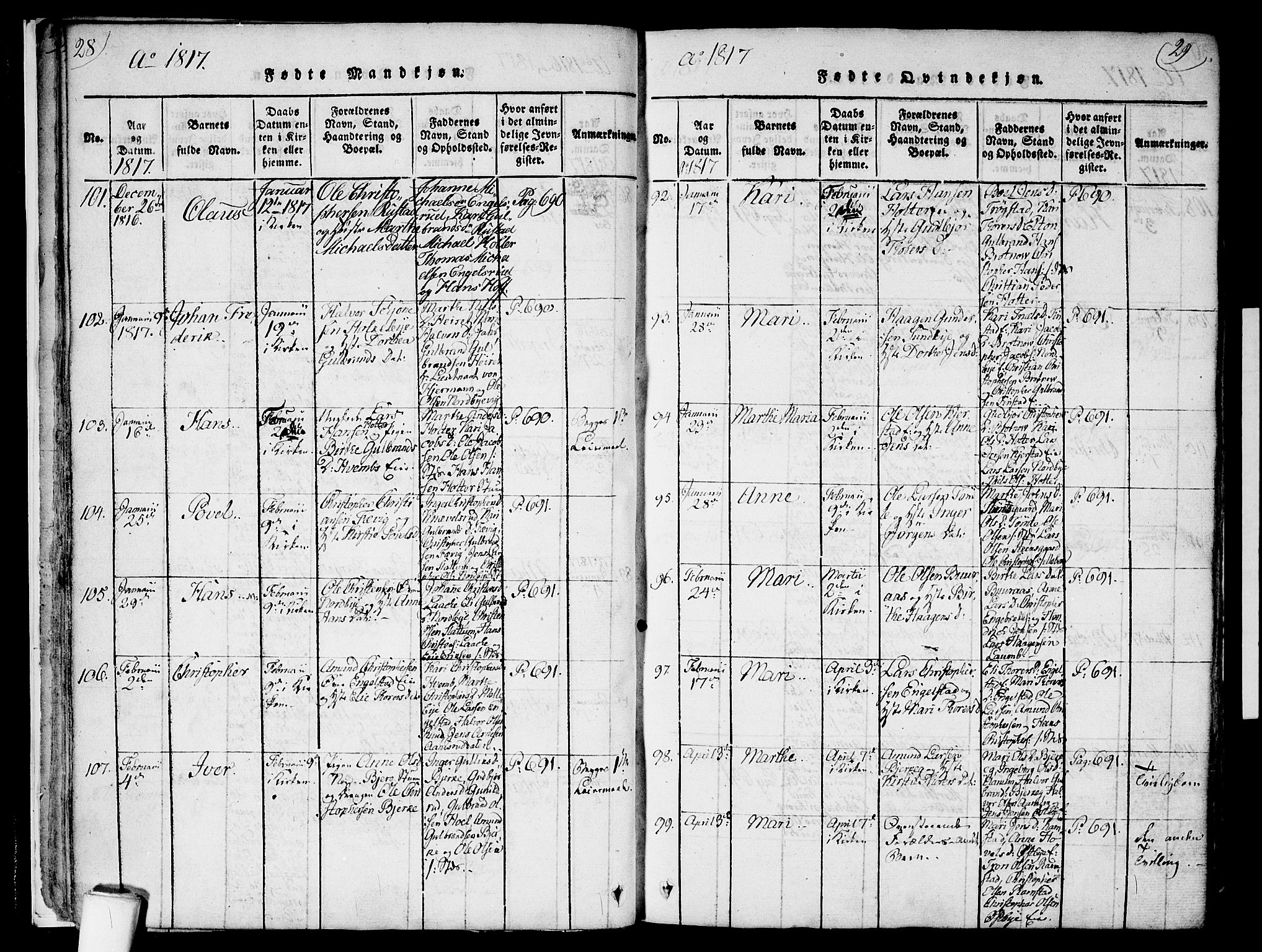 Nannestad prestekontor Kirkebøker, AV/SAO-A-10414a/F/Fa/L0009: Parish register (official) no. I 9, 1815-1840, p. 28-29