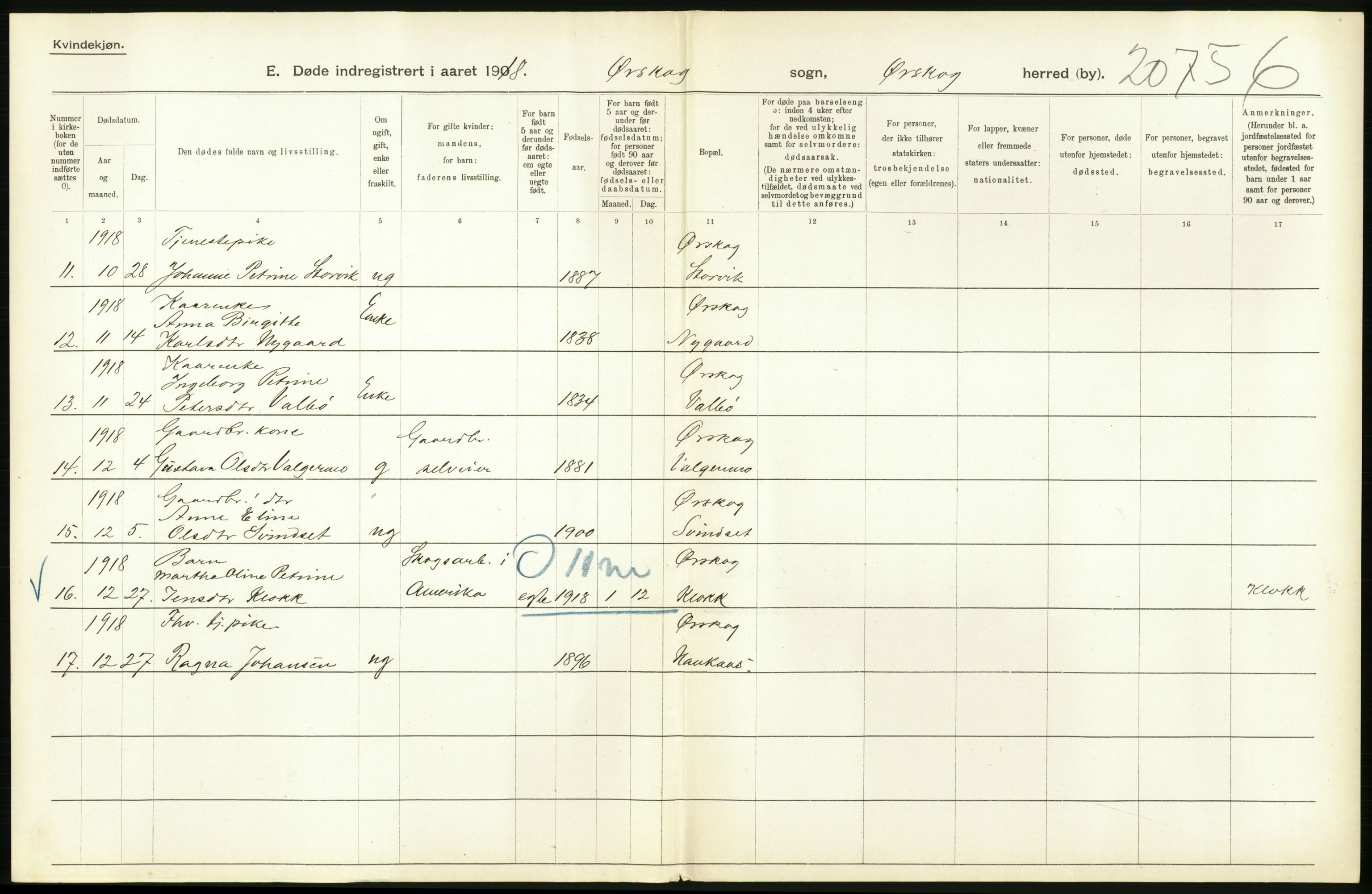 Statistisk sentralbyrå, Sosiodemografiske emner, Befolkning, RA/S-2228/D/Df/Dfb/Dfbh/L0045: Møre fylke: Døde. Bygder og byer., 1918, p. 78