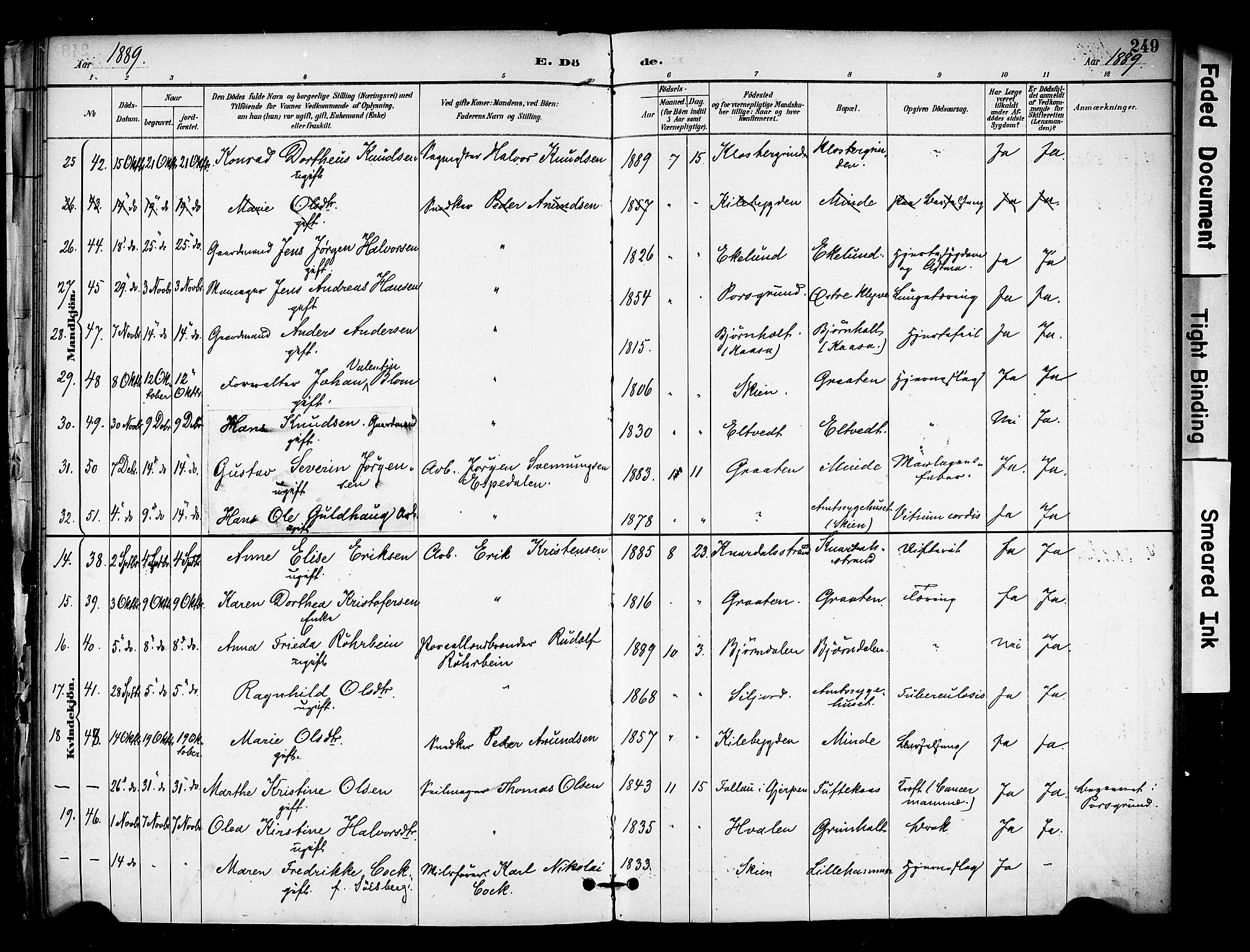 Solum kirkebøker, SAKO/A-306/F/Fa/L0010: Parish register (official) no. I 10, 1888-1898, p. 249