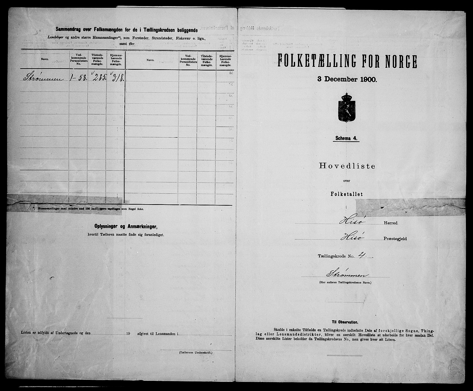 SAK, 1900 census for Hisøy, 1900, p. 20