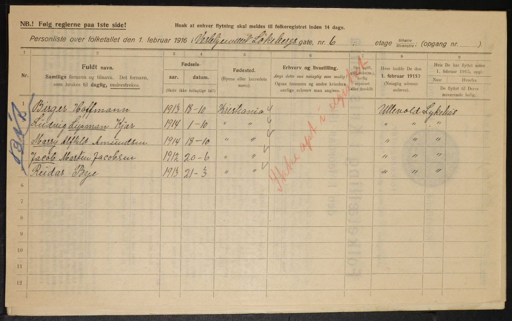 OBA, Municipal Census 1916 for Kristiania, 1916, p. 59904