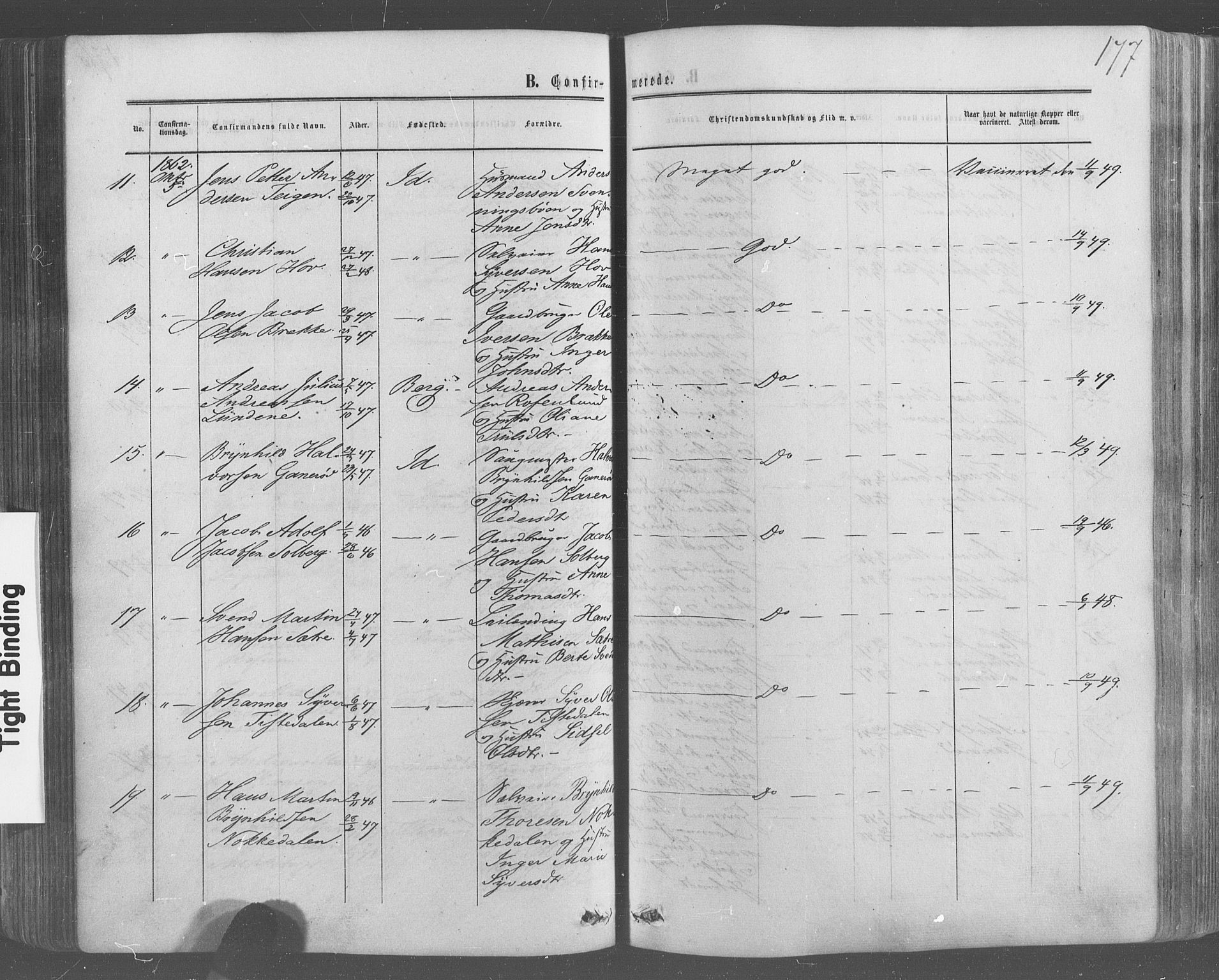 Idd prestekontor Kirkebøker, SAO/A-10911/F/Fc/L0005: Parish register (official) no. III 5, 1861-1877, p. 177