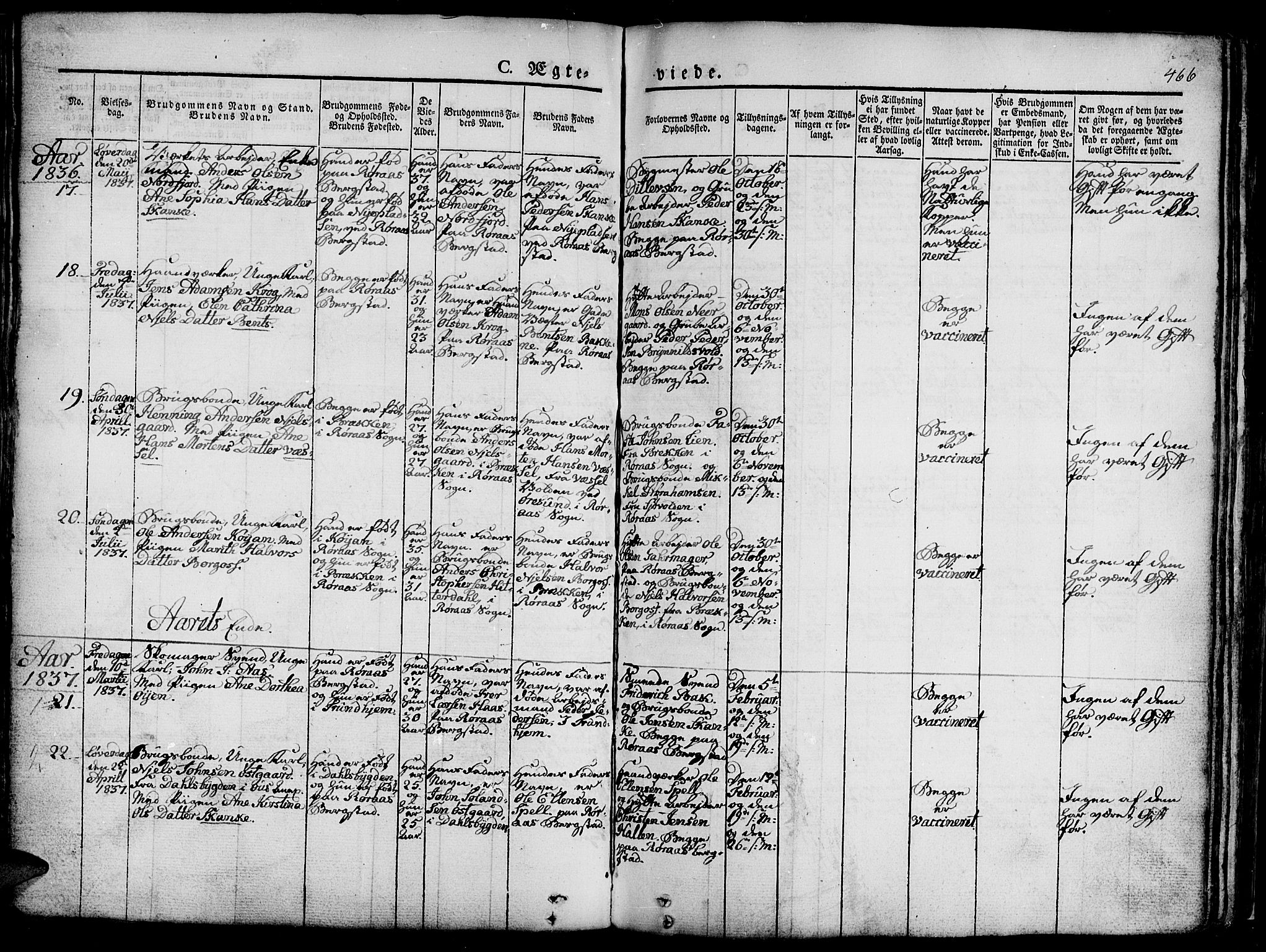 Ministerialprotokoller, klokkerbøker og fødselsregistre - Sør-Trøndelag, SAT/A-1456/681/L0939: Parish register (copy) no. 681C03, 1829-1855, p. 466