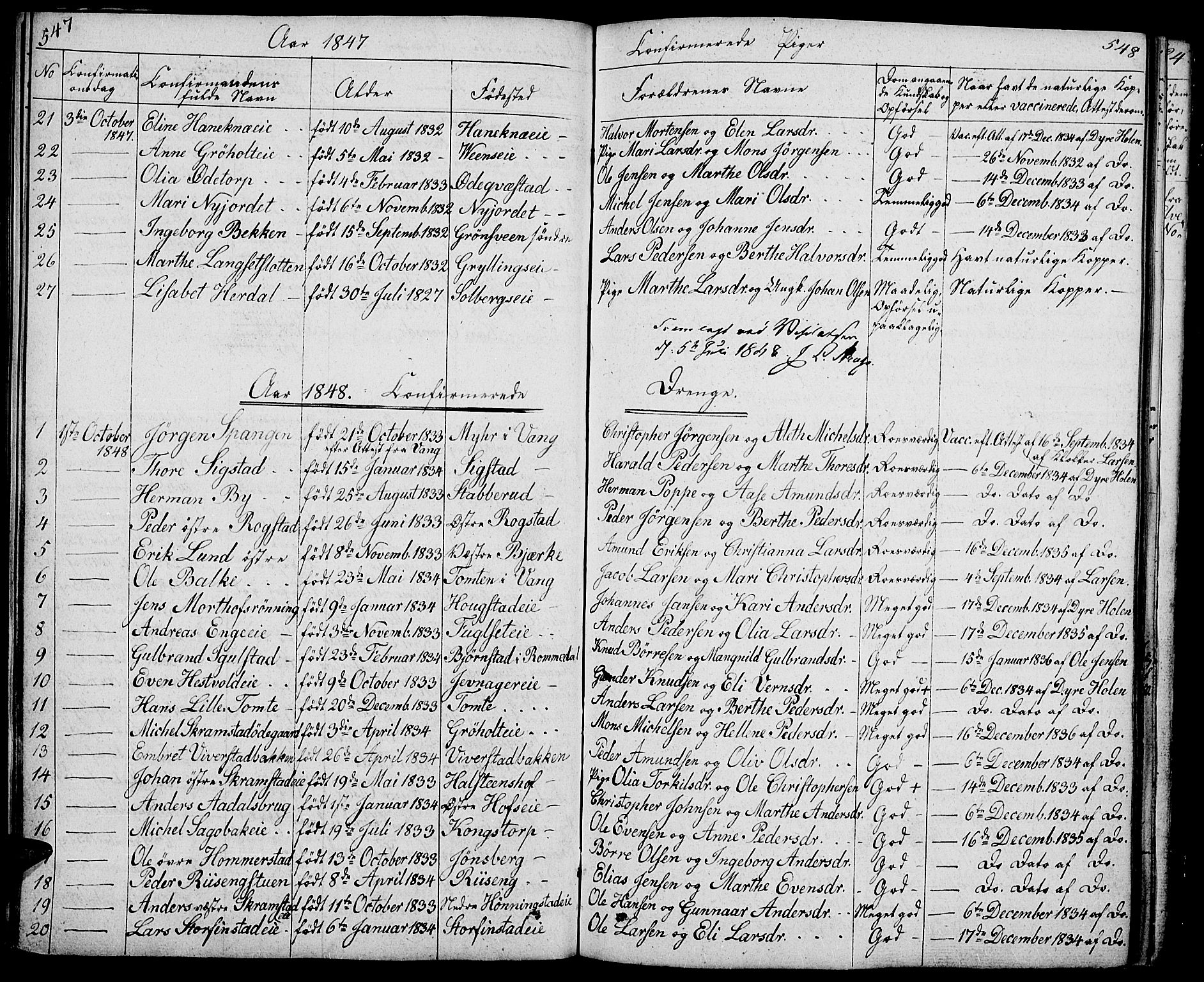 Løten prestekontor, AV/SAH-PREST-022/L/La/L0002: Parish register (copy) no. 2, 1832-1850, p. 547-548