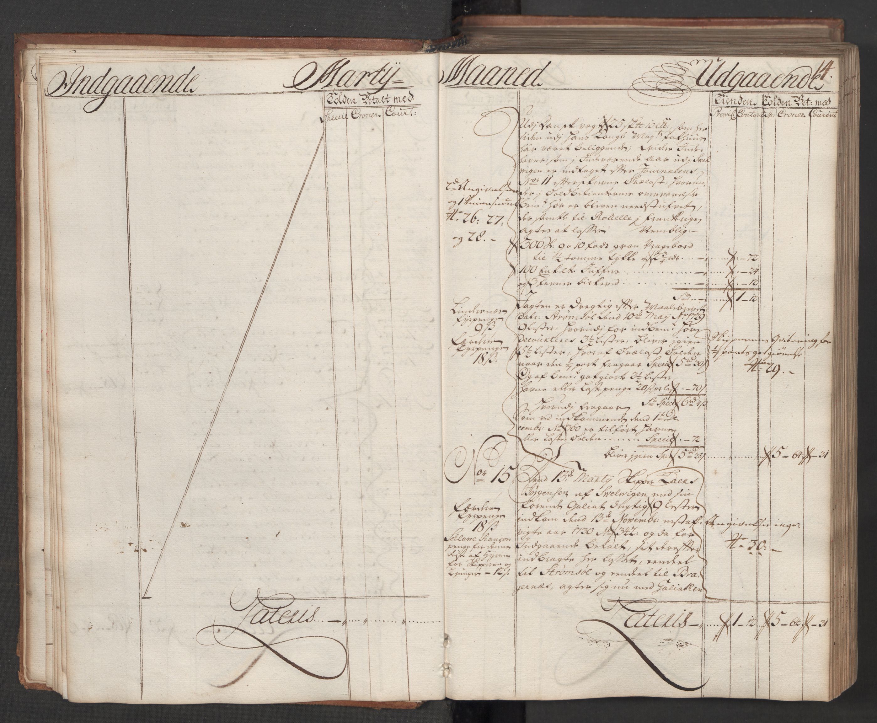 Generaltollkammeret, tollregnskaper, AV/RA-EA-5490/R08/L0009/0001: Tollregnskaper Drammen / Hovedtollbok, 1731, p. 13b-14a