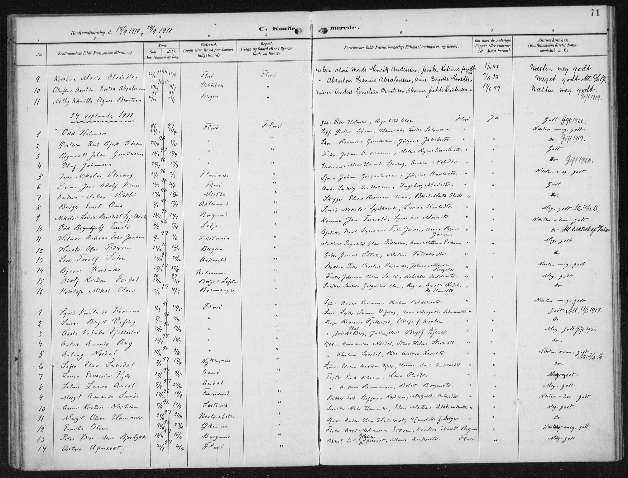 Kinn sokneprestembete, SAB/A-80801/H/Haa/Haac/L0002: Parish register (official) no. C 2, 1895-1916, p. 71